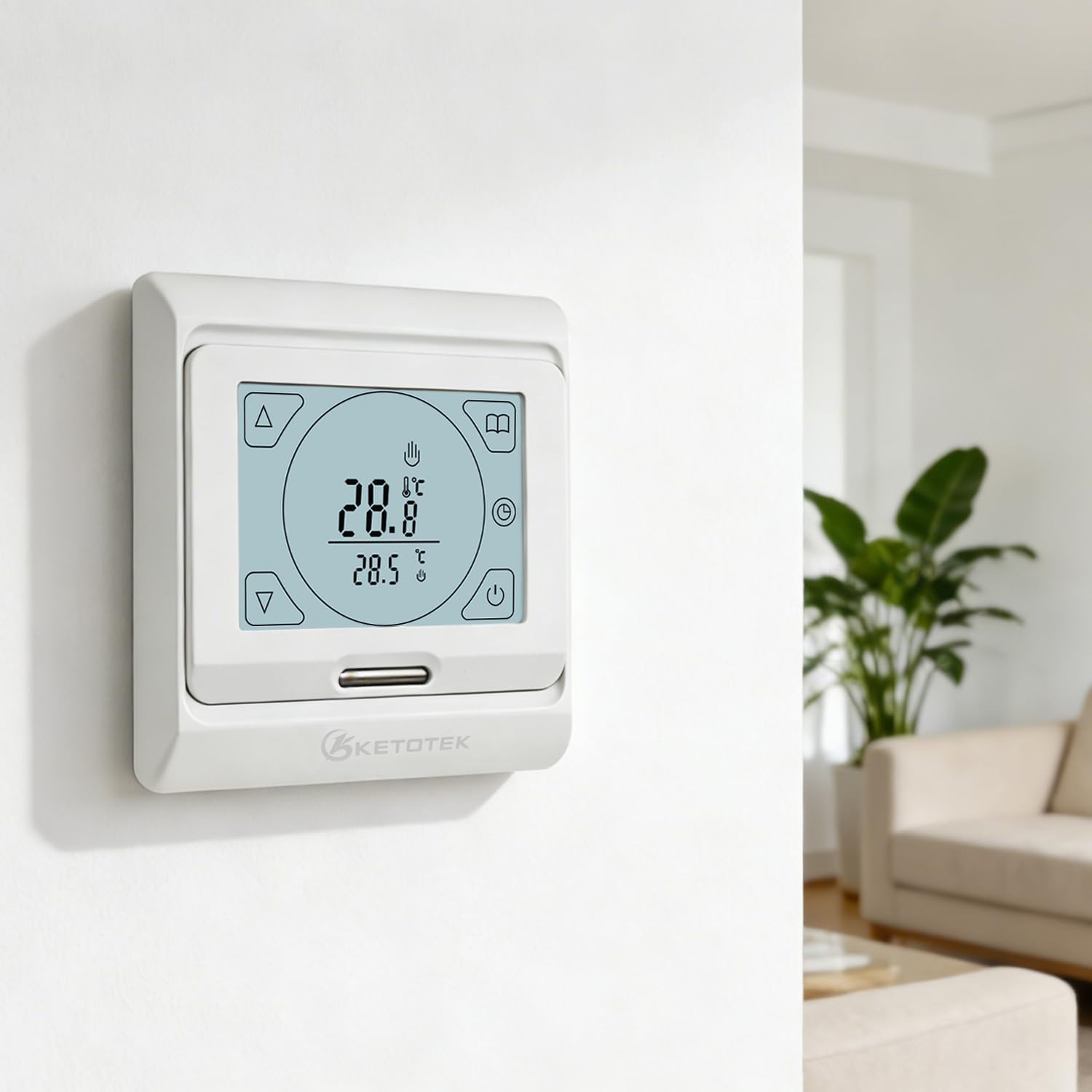 Thumbnail 1 de KETOTEK Programmable Electric Underfloor Heating Thermostat (16A) with External Sensor Probe