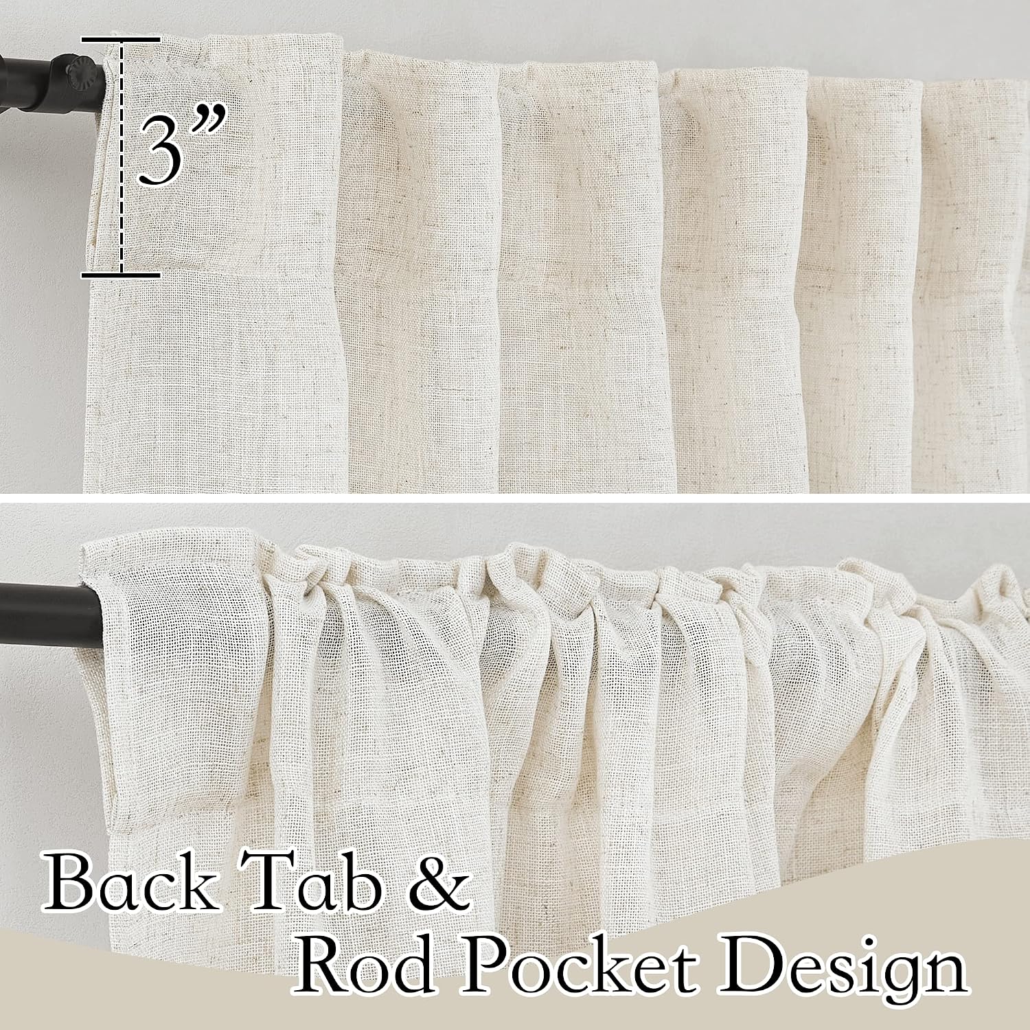 Detalle 2 de RYB HOME 52" x 108" Linen Curtains