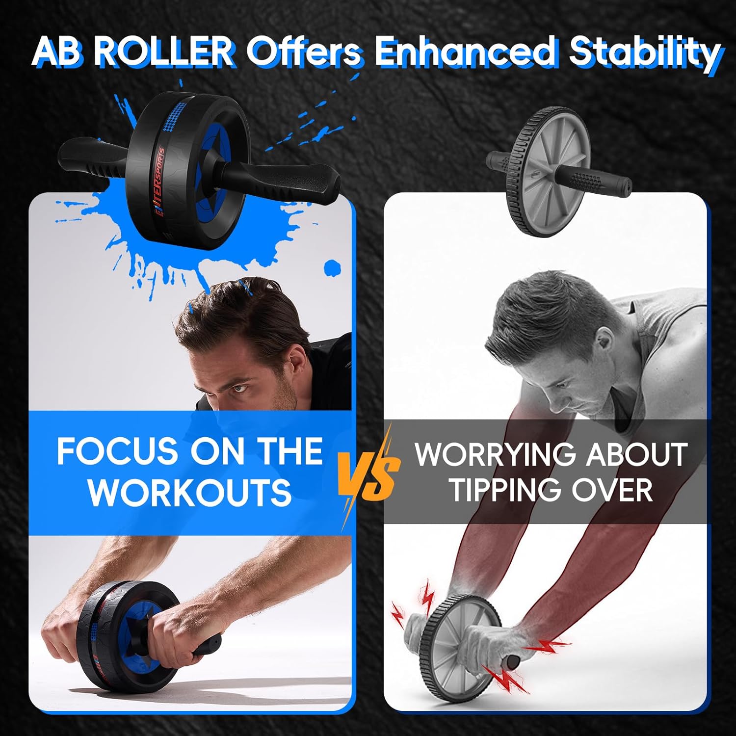 Detalle de EnterSports Ab Rollers ab wheel with two knee mats for home training