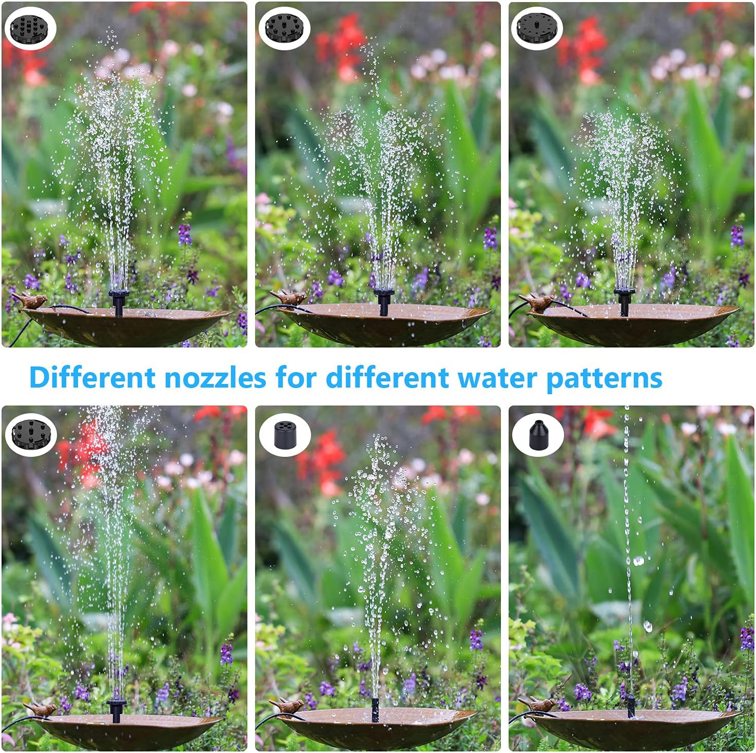 Thumbnail 2 de AISITIN Solar Fountain Pump (2.5W) with 6 Nozzles & Transparent Hose