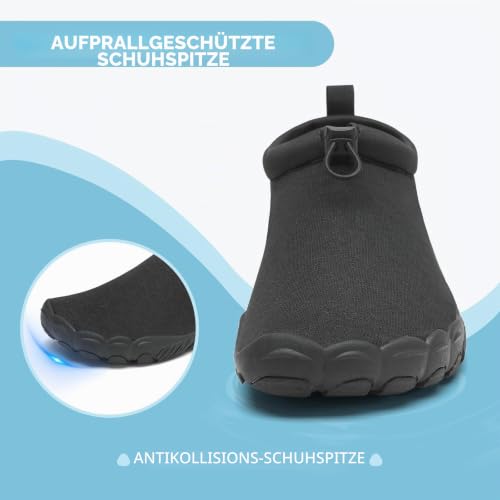 Detalle de Mishansha Herren Badeschuhe Barfuß Wasserschuhe Mattschwarz Gr.46 – Alltagstaugliche Schutzschicht beim Wassersport