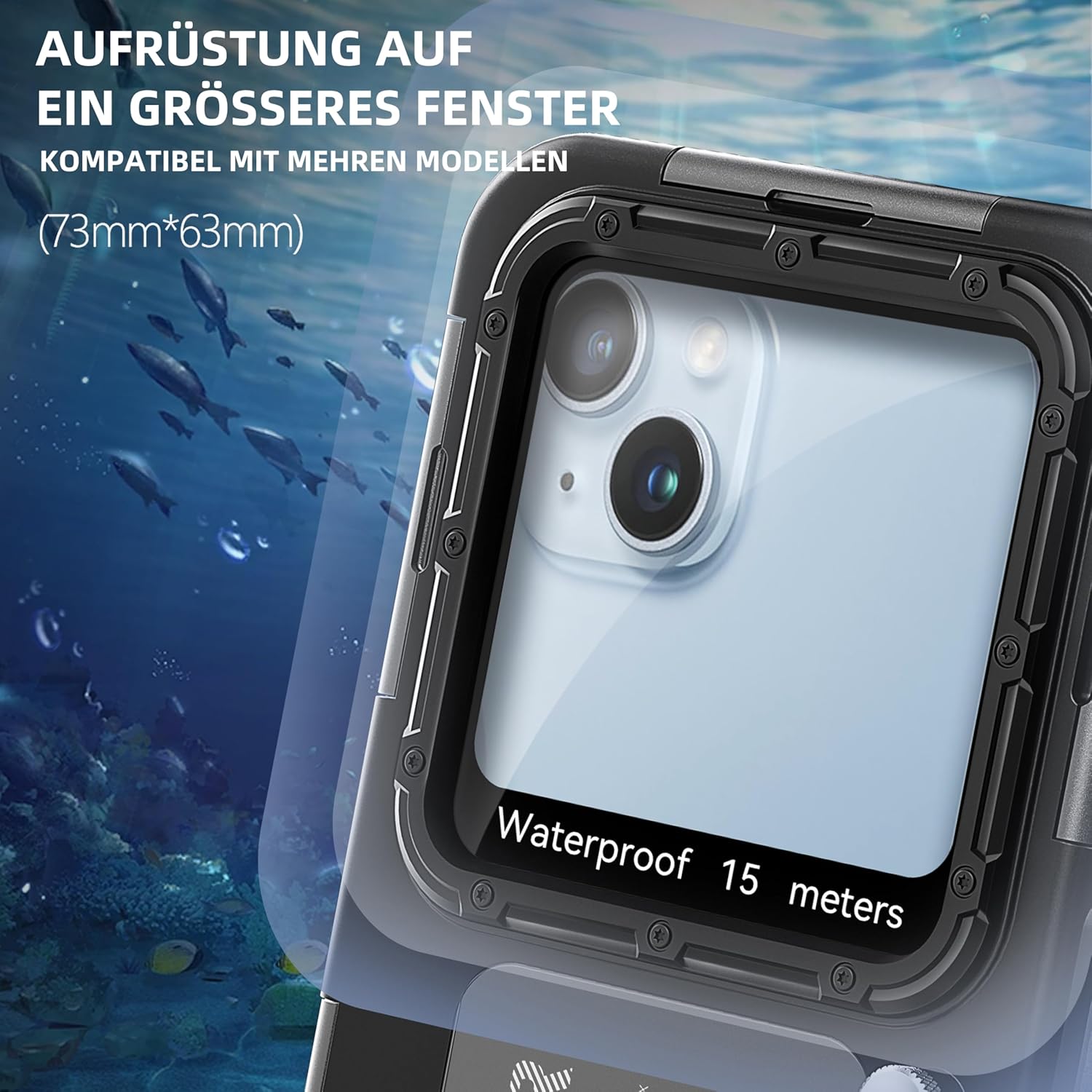 Thumbnail 6 de Ezanmull Unterwasser-Tauchgehäuse für iPhone 17/16/15/14/13/12/11 Pro Max & mehr – wasserdicht bis 15 m (schwarz)