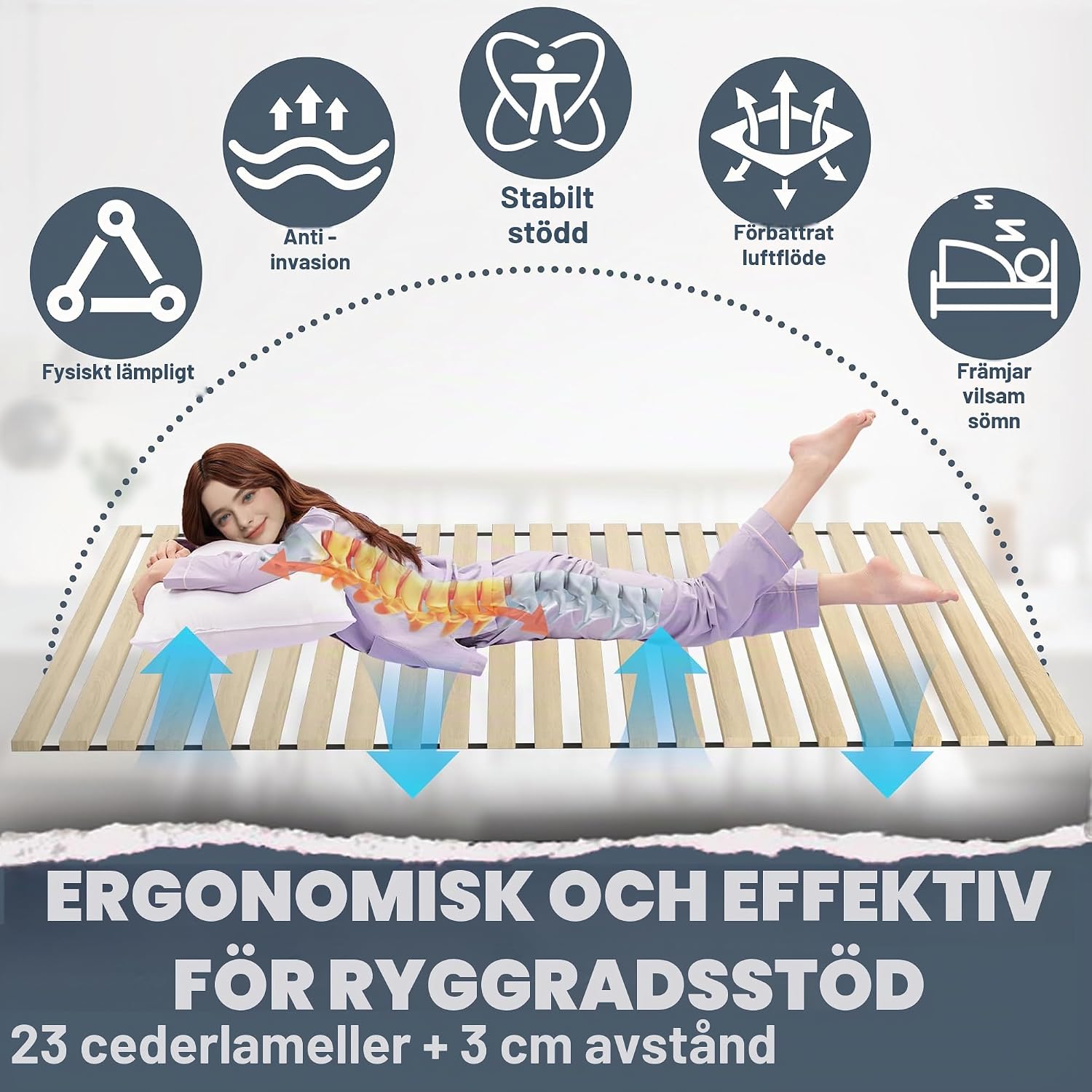 Thumbnail 4 de UISEBRT ribbotten 160 x 200 cm med 23 träribbor och elastiskt band