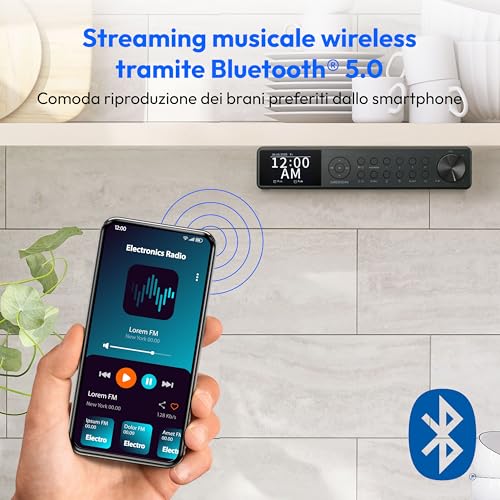 Detalle 2 de MEDION P66750, radio da cucina sottopensile DAB+ con Bluetooth e display TFT