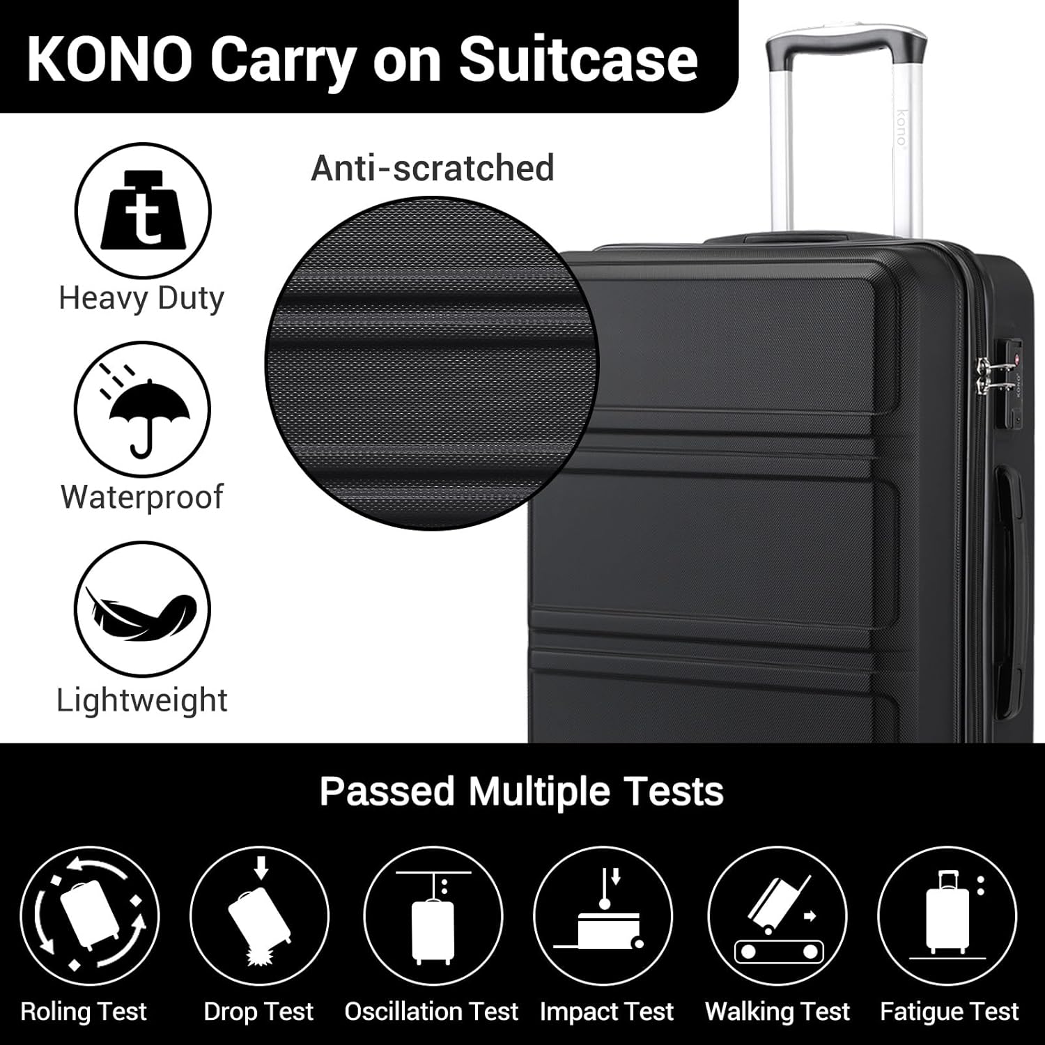 Detalle de Kono Fashion Hand Luggage 20-inch Carry-On
