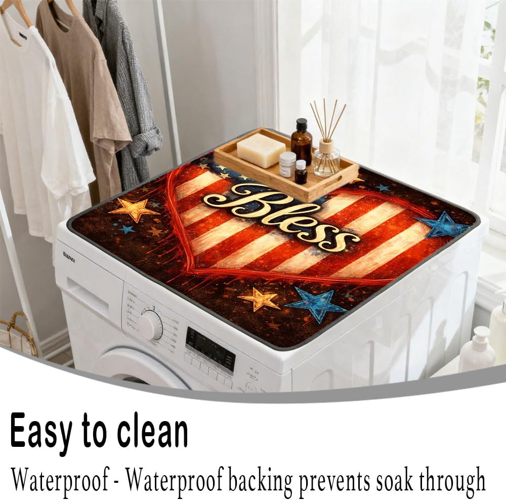 Detalle 2 de Nuxovilar Flag Heart Washer and Dryer Topper, 23.6 x 19.7-Inch Polyester Mat