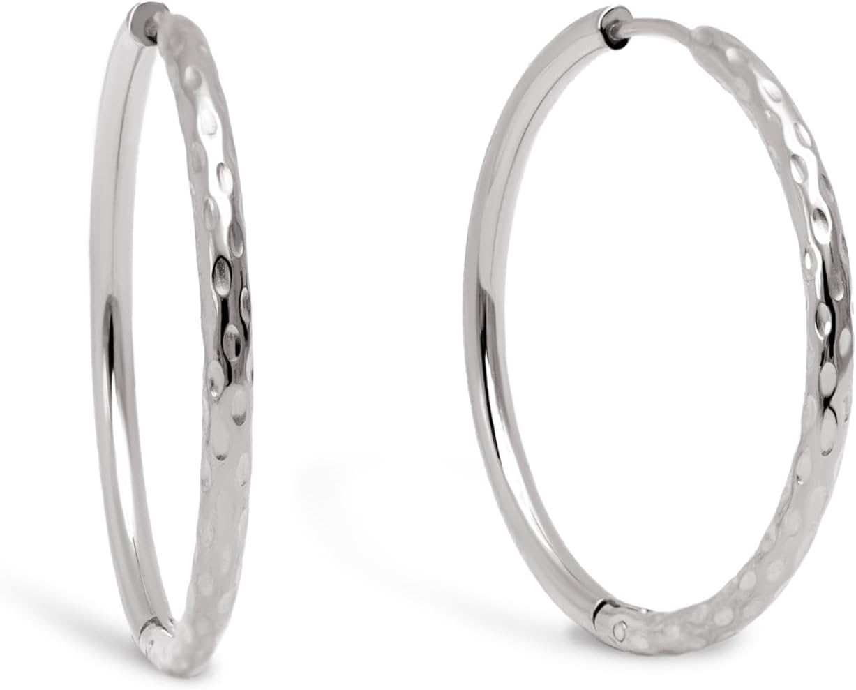 Detalle de SINGULARU Orecchini Cerchio River L. in Acciaio con Finitura Oro 18Kt – Maxi cerchi bohémien