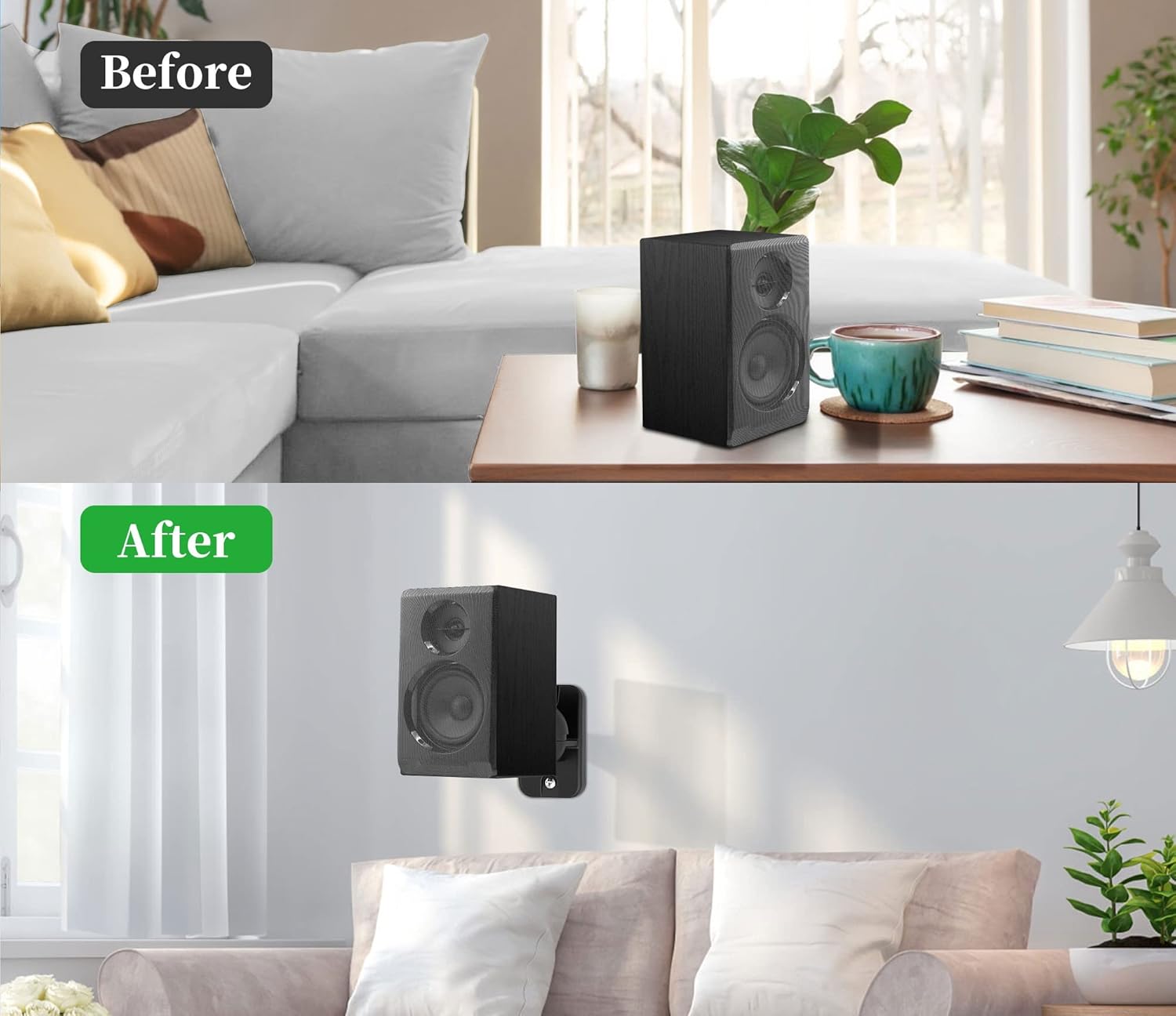 Thumbnail 2 de HomeMount Wall Mount Brackets – Universal Speaker Mounts (2 Pack) for Bookshelf Speakers, Supports Up to 8 lbs
