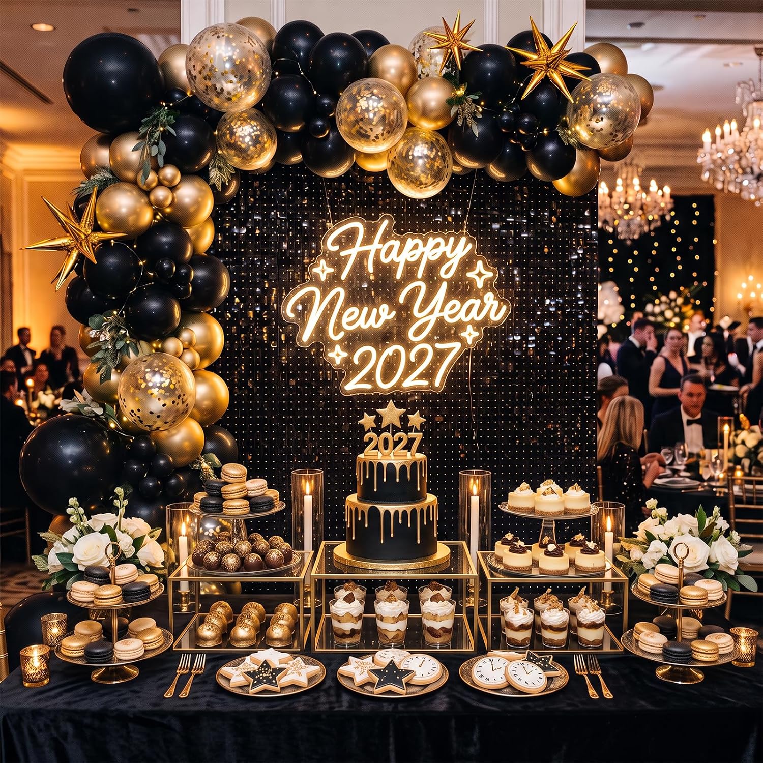 Detalle 2 de RUBFAC Black Balloon Arch Kit (129pcs) — Matte Black Latex Balloons for Graduation, Birthday & Party Décor