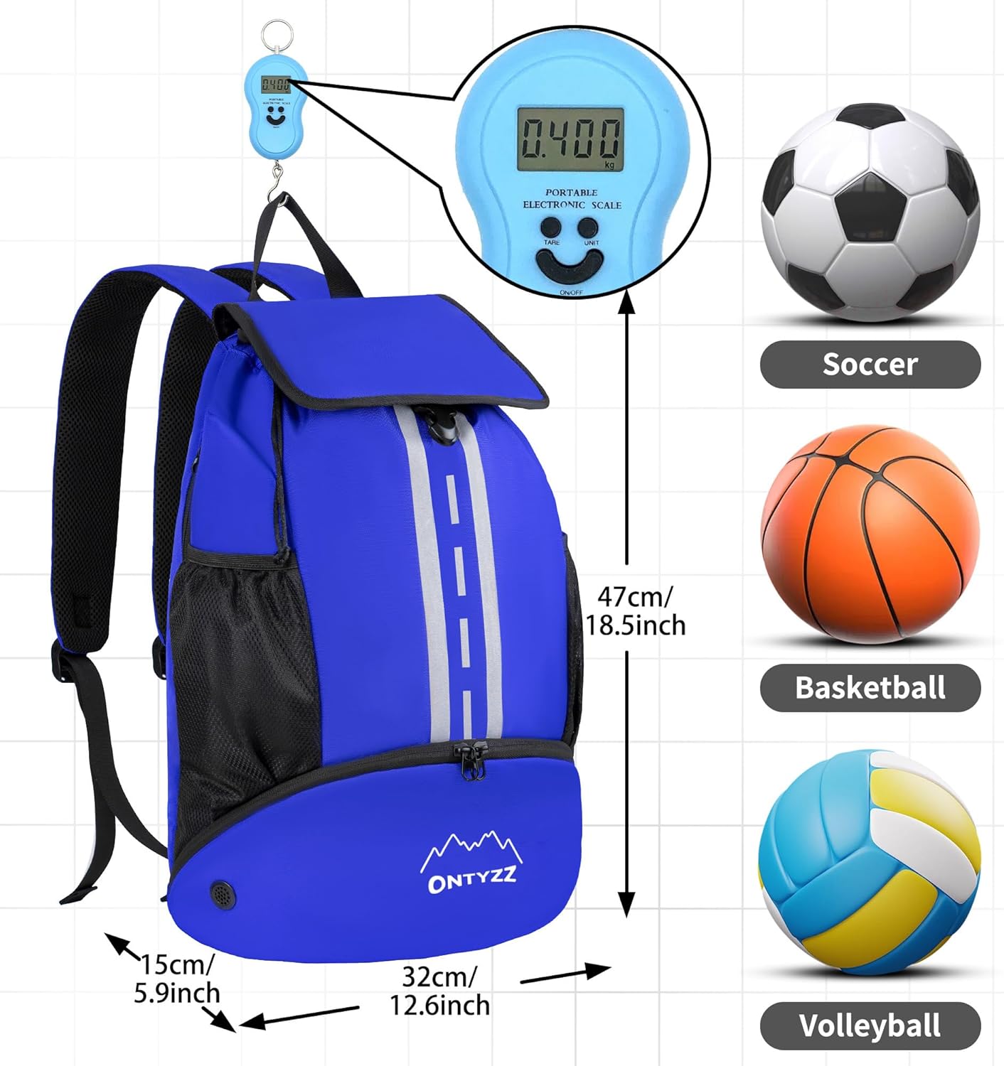Thumbnail 1 de ONTYZZ wasserdichter Rucksack mit Kordelzug und Schuhfach – Sport- & Tagesrucksack für Gym, Schwimmen & Co.