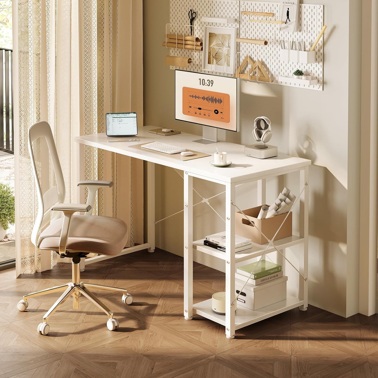 Detalle 2 de ODK B04021201012 bureau 120 x 48 cm, wit, met omkeerbare planken