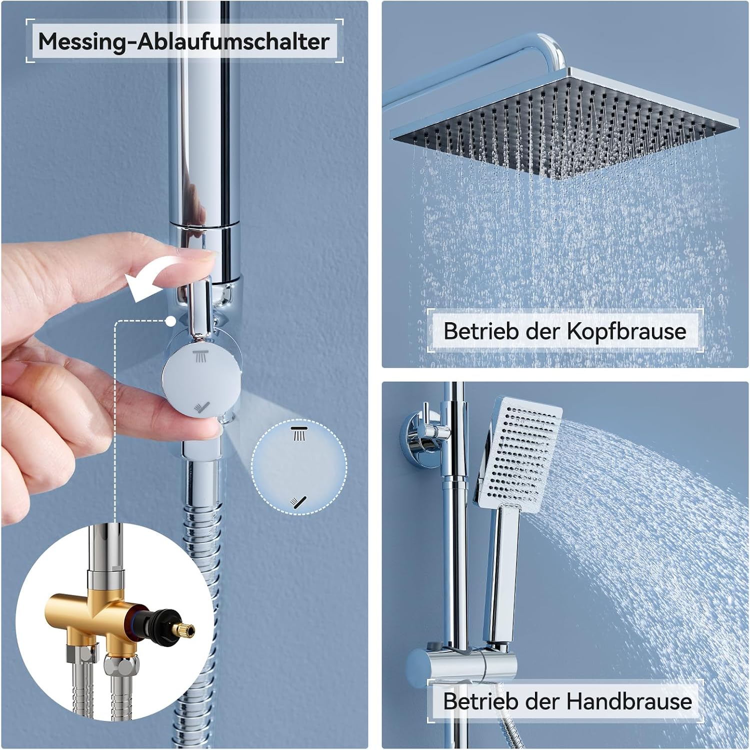 Detalle 1 de Auralum Regendusche 25 x 25 cm Edelstahlset