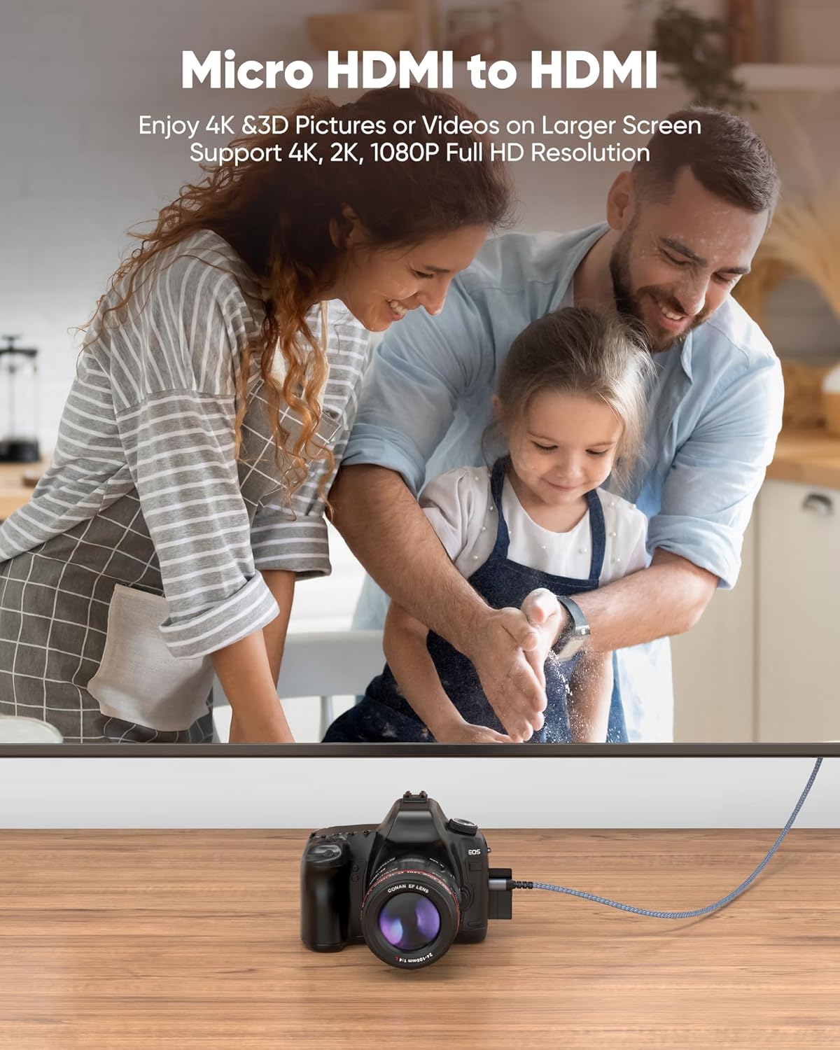 Thumbnail 1 de Highwings 4K Micro HDMI to HDMI Cable 10 ft