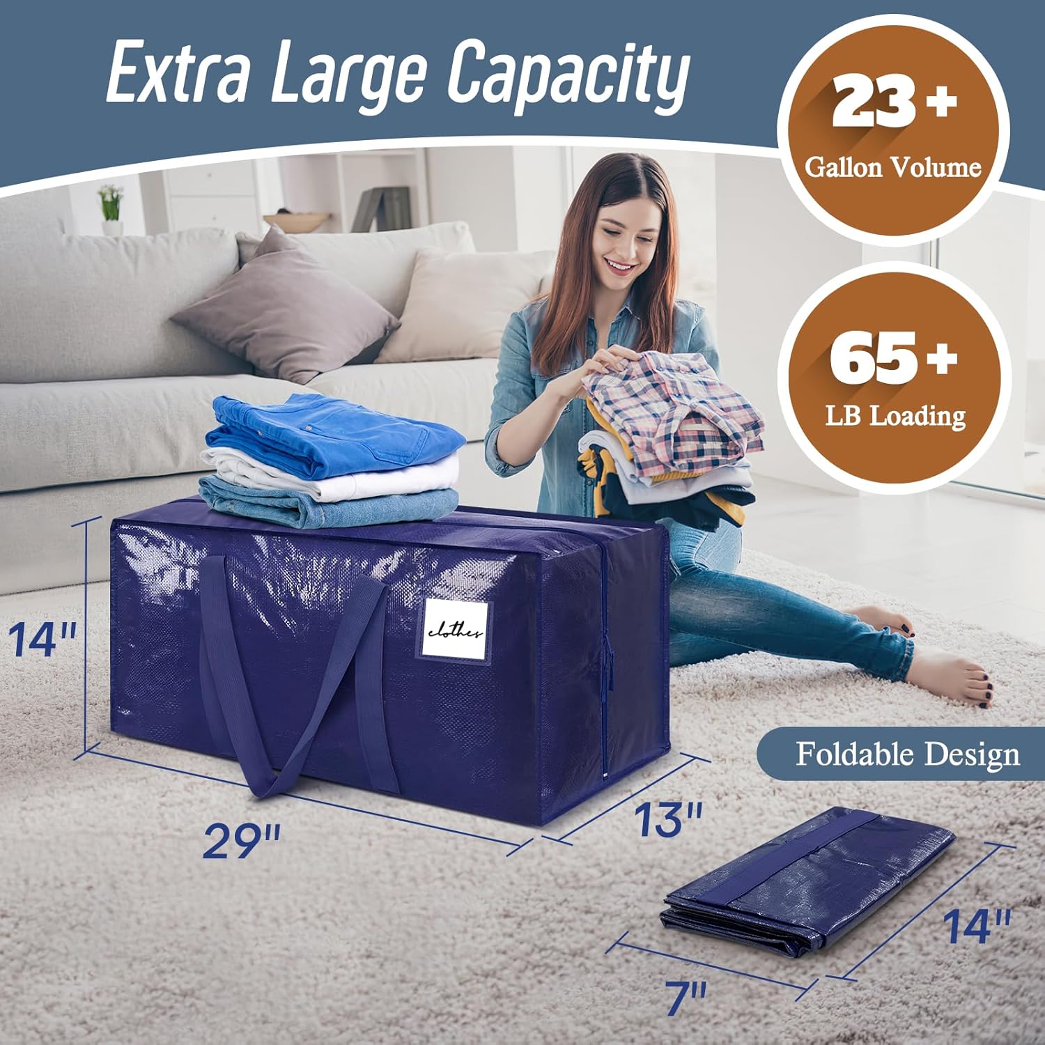 Detalle de 6 Large Moving Bags with Strong Zippers