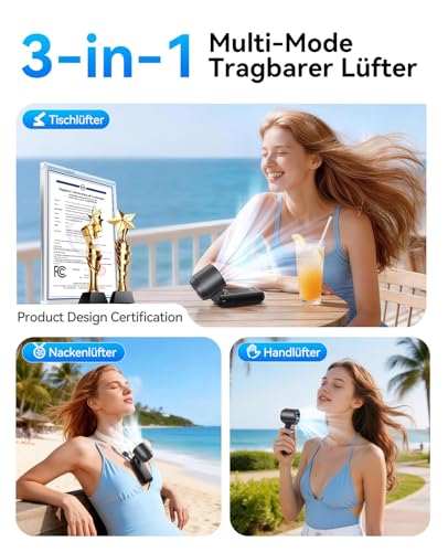 Thumbnail 7 de KIMMOO 3-in-1 Turbo-Handventilator – 100 Stufen, 20000 U/min, 12 Std. Akku, USB-Aufladung, 120° Schwenkbar