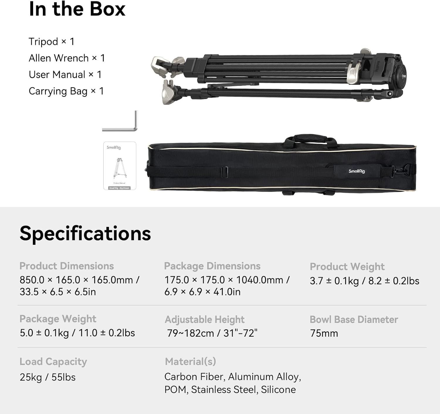 Thumbnail 6 de SMALLRIG 72" Video Tripod 25kg load