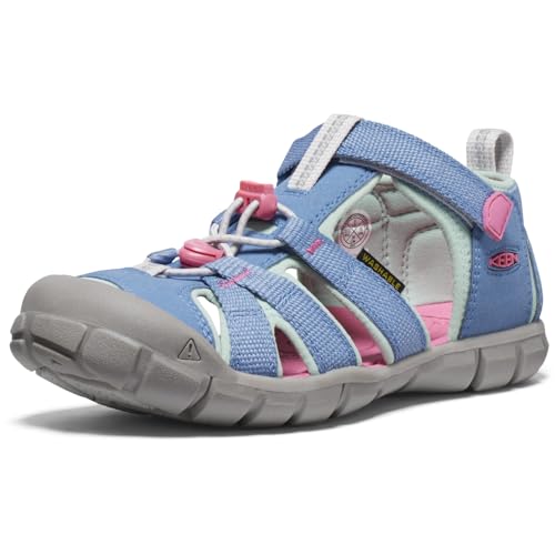 Detalle de KEEN Unisex Kinder SEACAMP II CNX Sandal CORONET Blau/Hot Pink – robustes Wasserparadies für kleine Füße