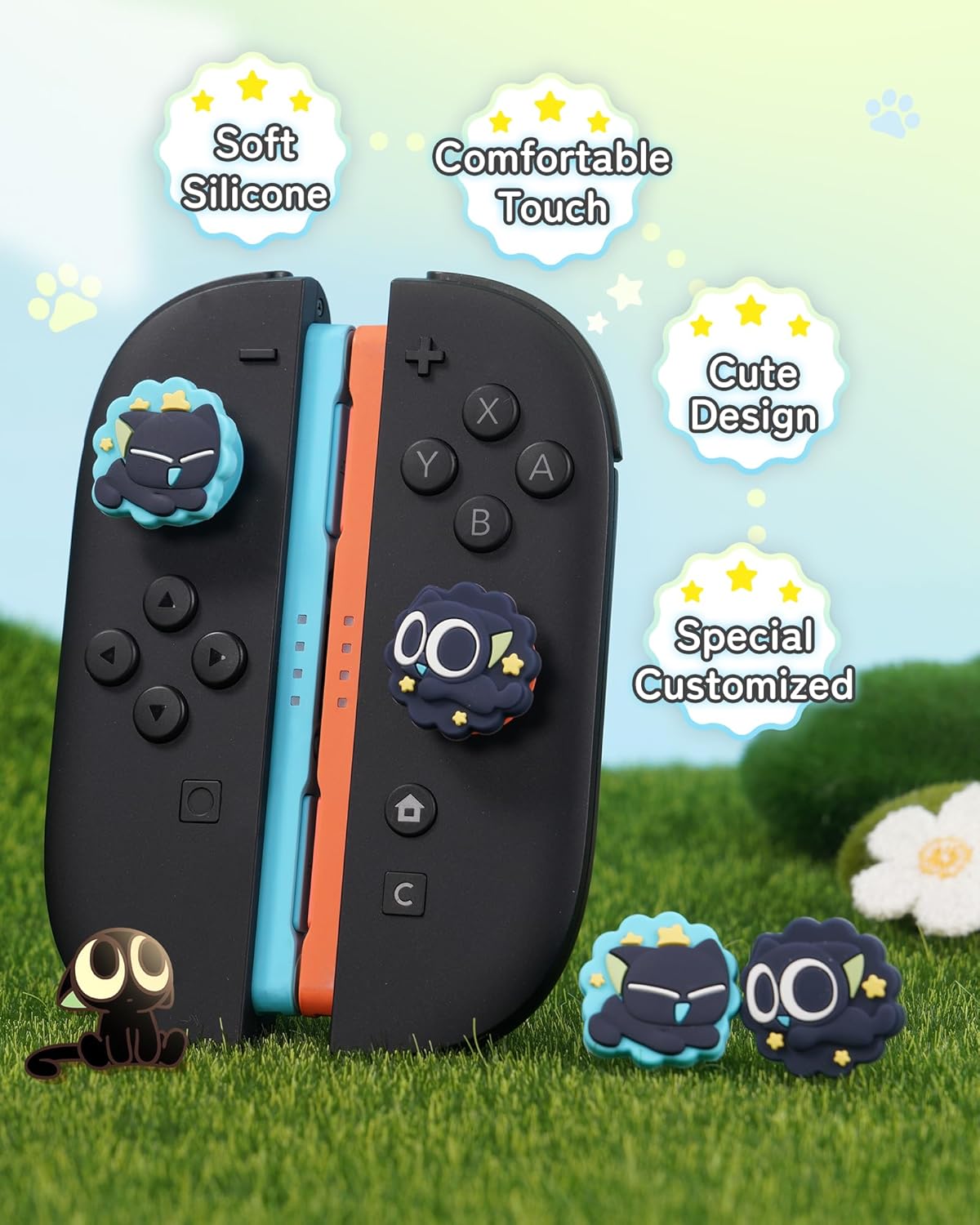 Thumbnail 5 de GeekShare Thumb Grips for Switch 2 (2025) – Replacement joystick button caps, 4PCS (Cloud Star Dream)