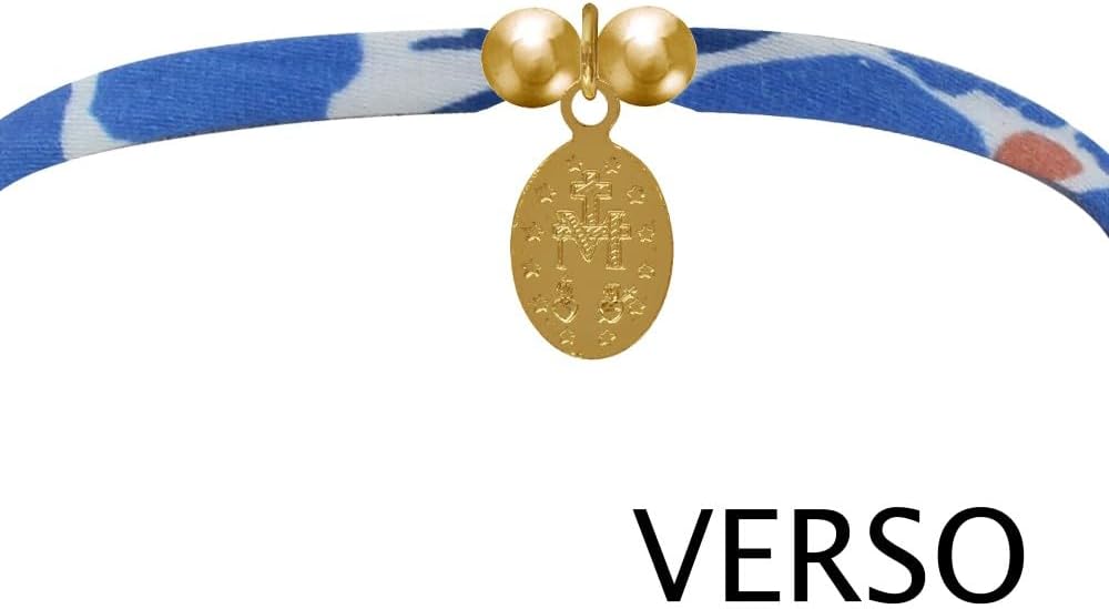 Thumbnail 1 de Bracciale Les Poulettes Bijoux doppio collegamento con medaglione ovale Vergine Miracolosa placcato in oro
