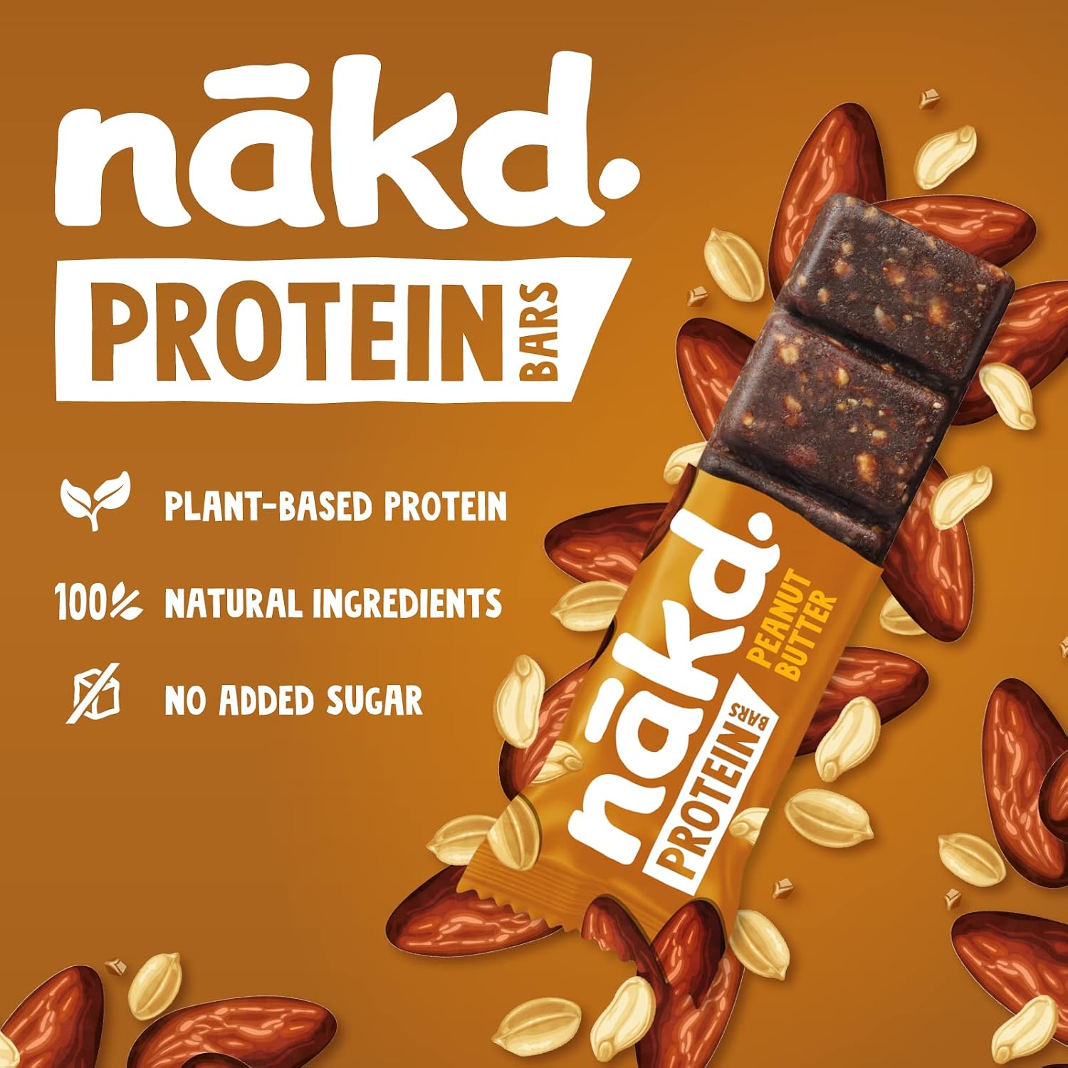 Thumbnail 2 de Nākd. Protein Burro di Arachidi – Barrette proteiche vegetali 7 g di proteine, 16×45 g