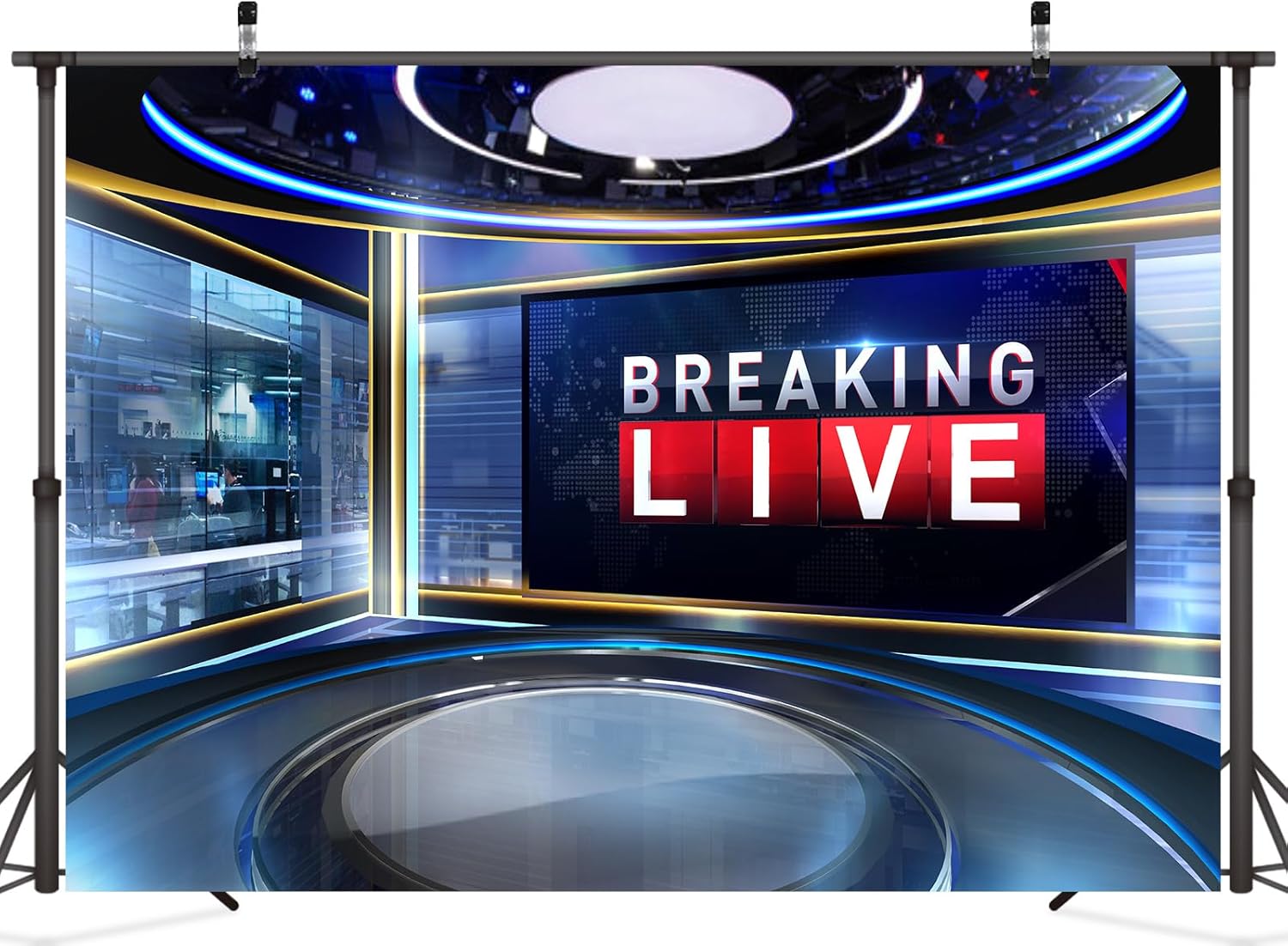 Detalle de CORFOTO 7x5ft News Backdrop – Polyester Photography Backdrop for Interviews, TV Shows and Events