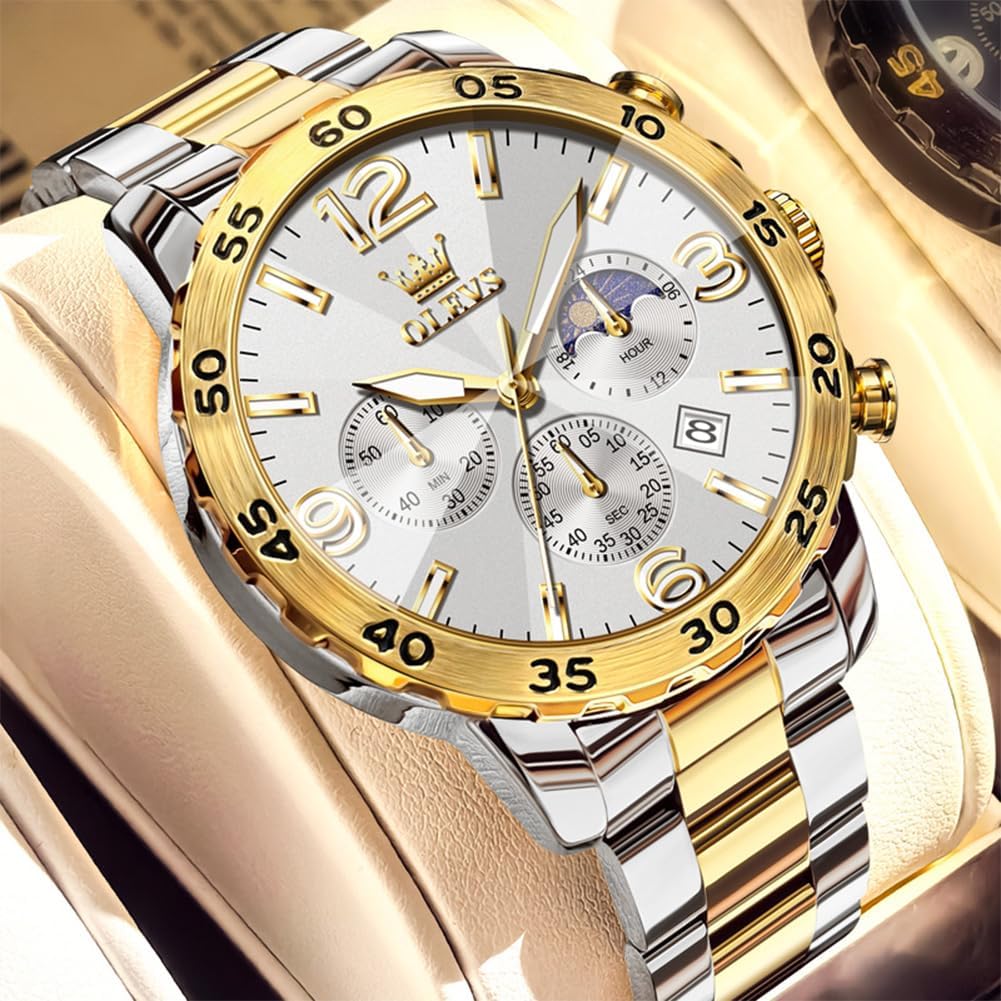 Detalle de OLEVS Montre 44 mm Cadran Trois Yeux