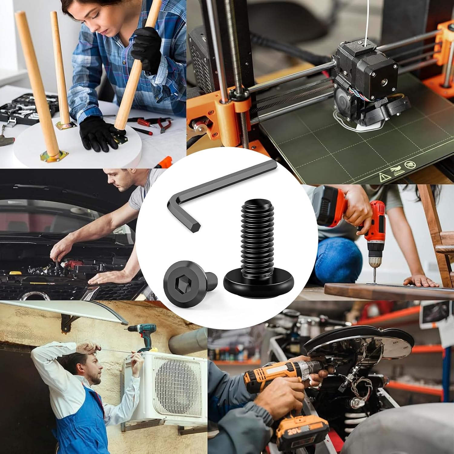Thumbnail 6 de 20 Stück M5 Flachkopfschrauben Set aus Edelstahl A2 V2A mit Innensechskant und Schlüssel – M5 x 16 mm
