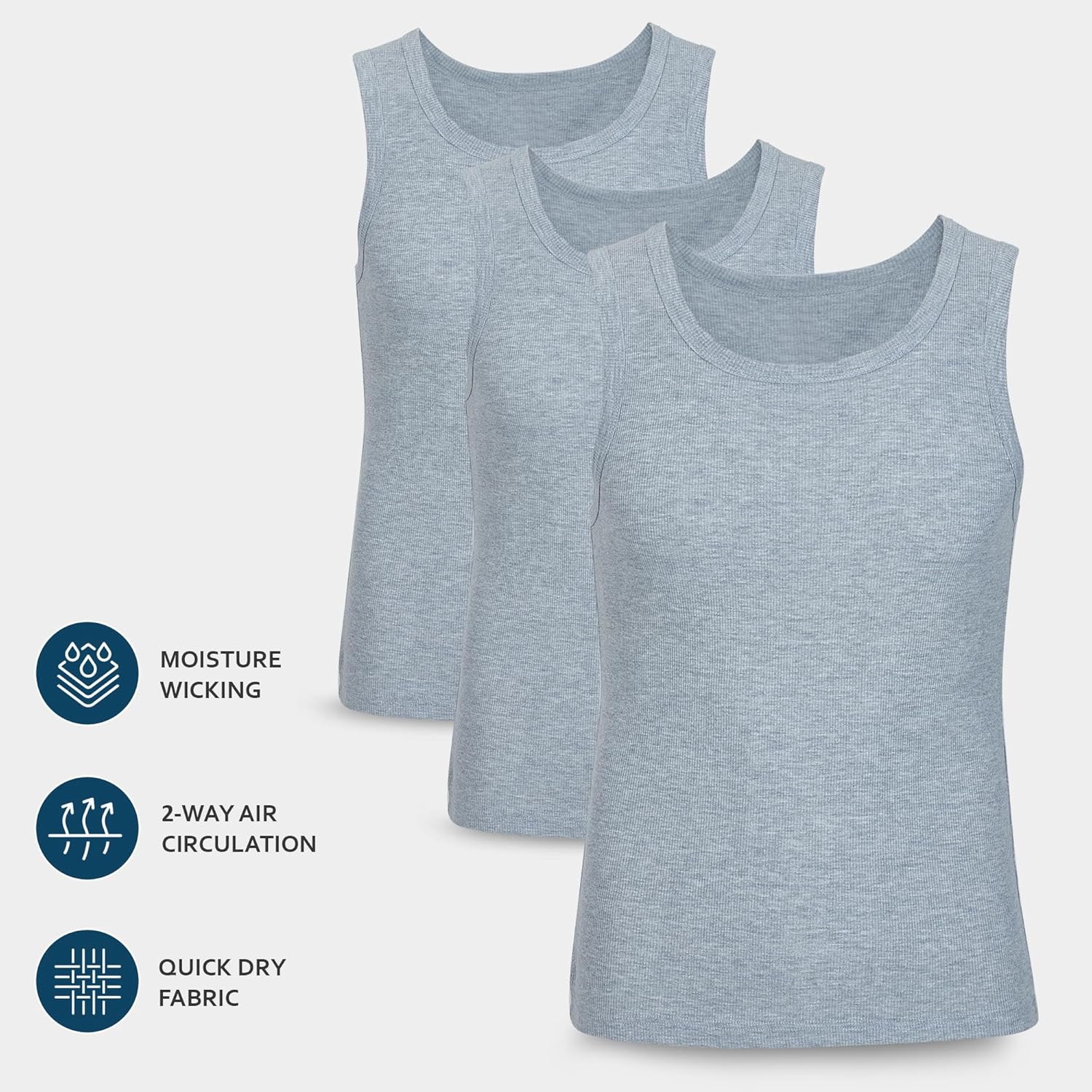 Thumbnail 3 de Men's Cotton Ribbed Undershirts (Vest/Tank Top Pack)