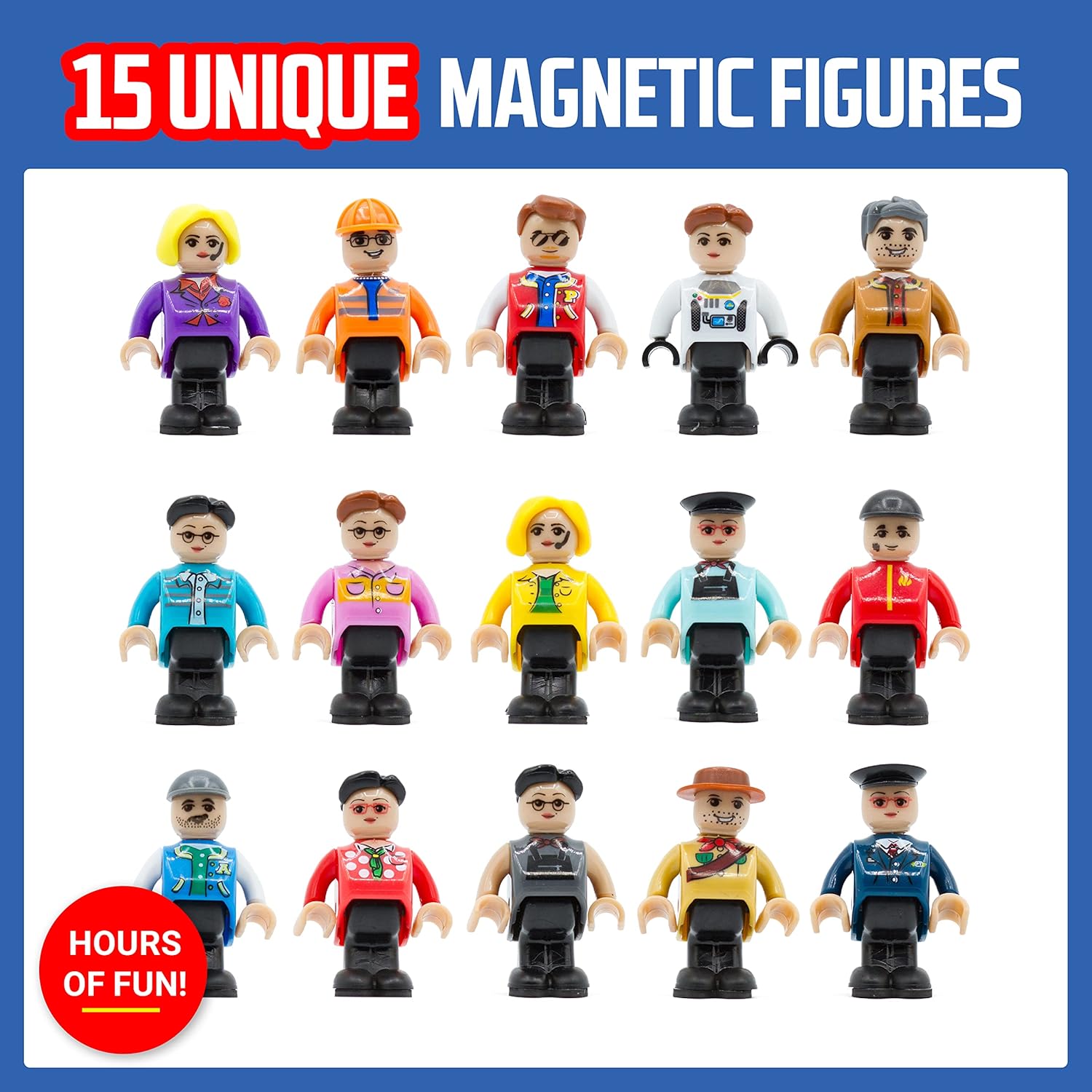 Thumbnail 1 de Playmags Magnetic Figures 15-Piece 1.5in Set