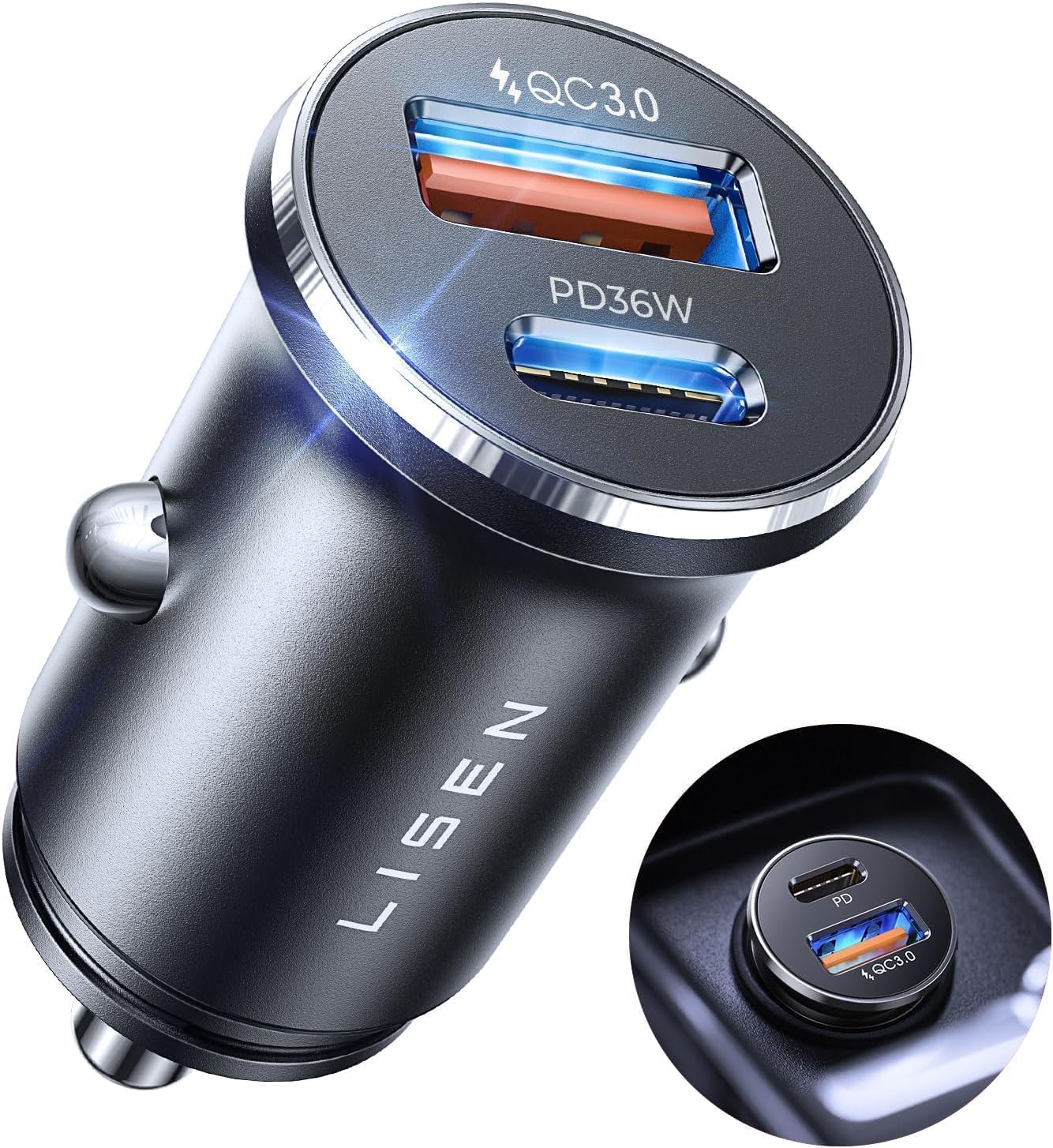 Detalle de LISEN Car Charger 69W USB‑C for iPhone