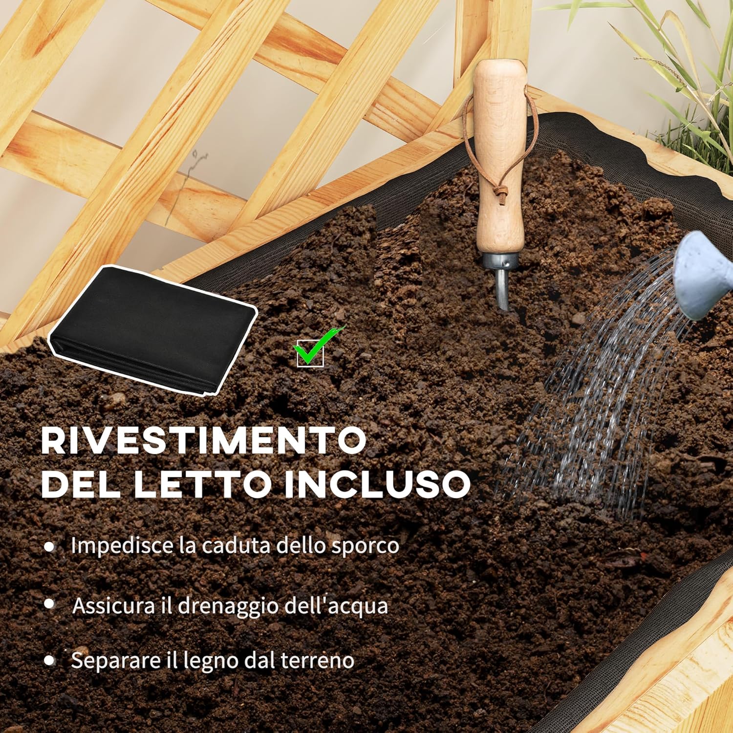 Detalle de Outsunny Jardinière avec Treillis lit surélevé de Jardin Potager sur Pied en Bois