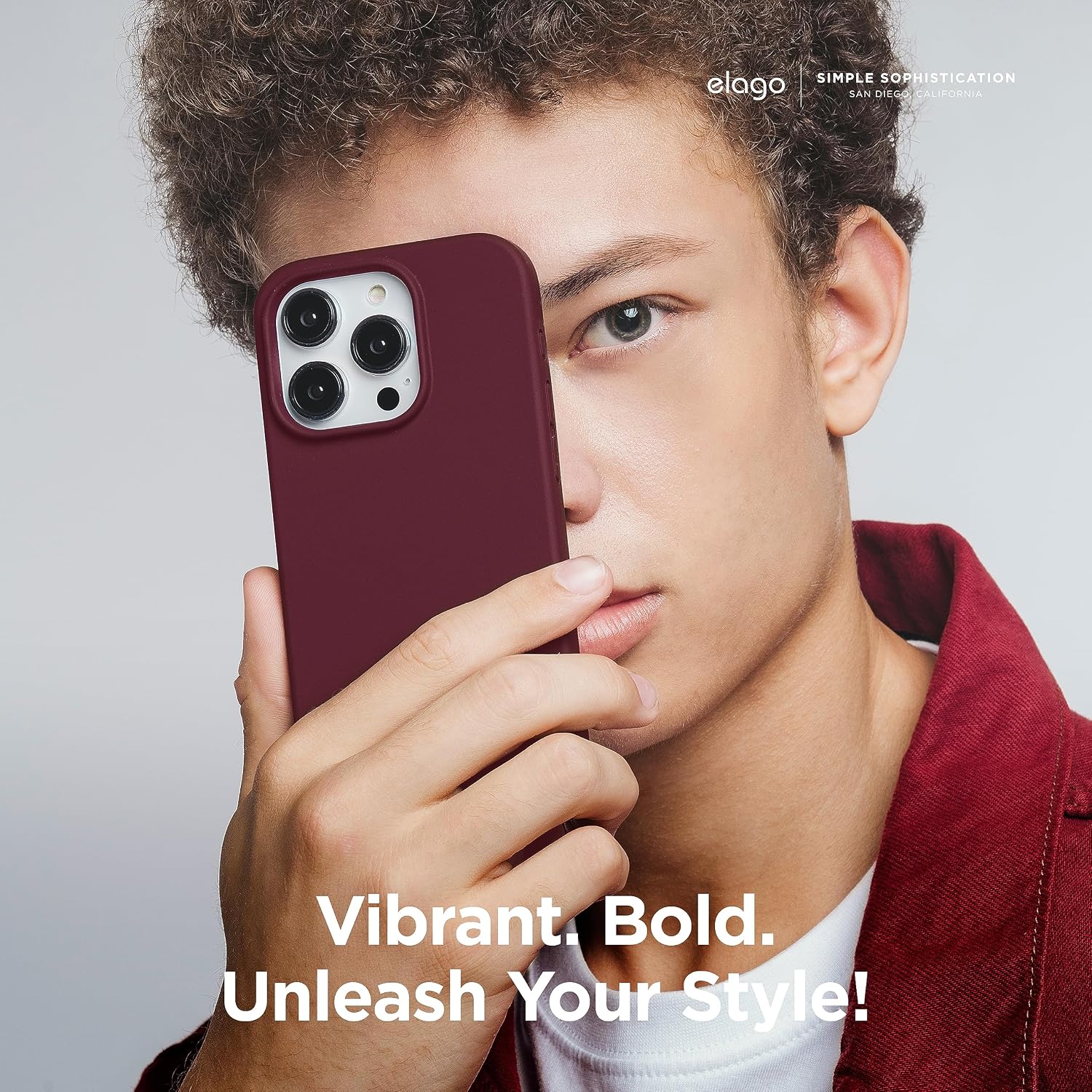 Detalle 2 de elago Coque Silicone Liquide pour iPhone 15 – étui intégral en silicone et microfibre anti-rayures (Bordeaux)