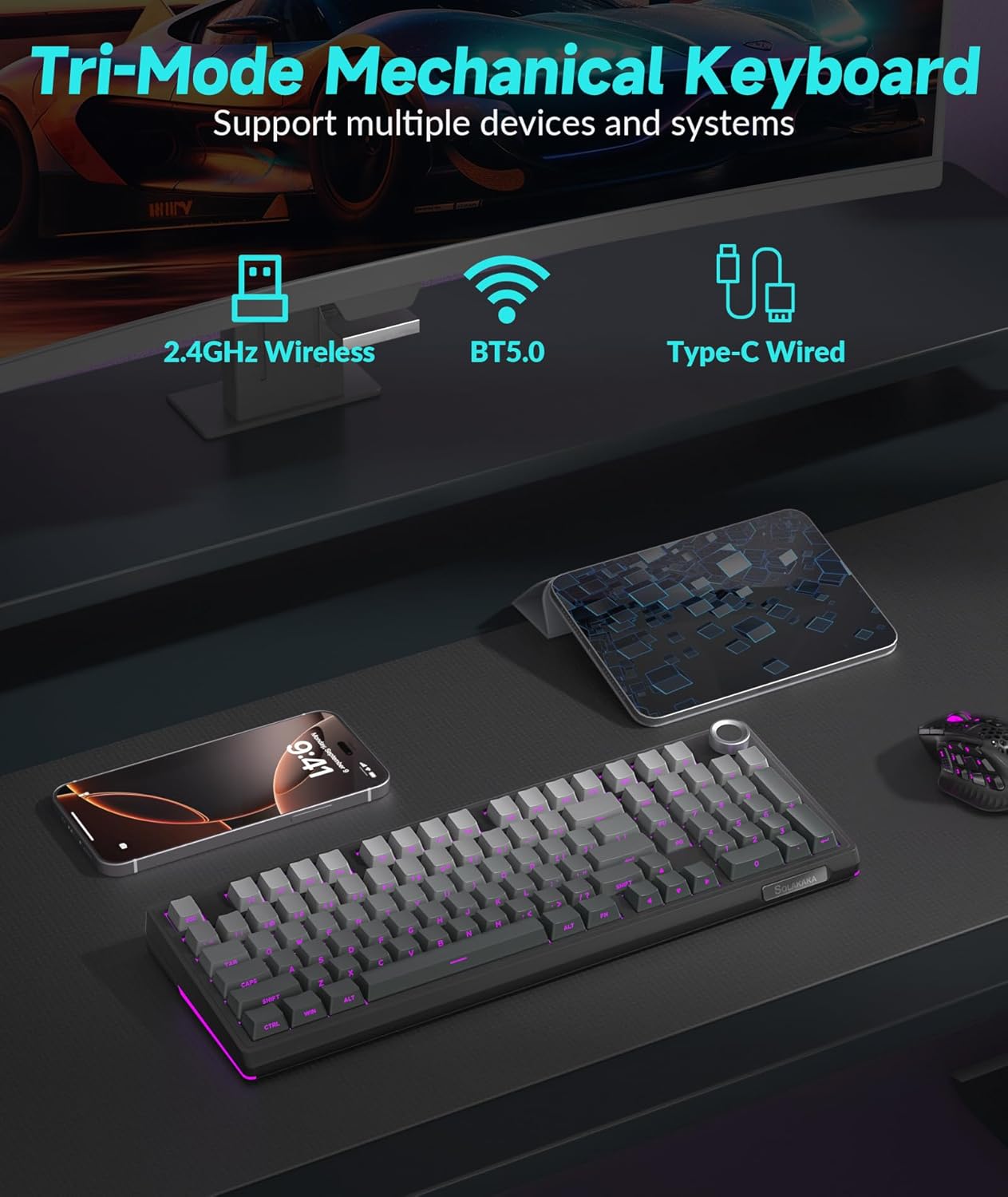Detalle de SOLAKAKA KI99 Pro 96% Wireless Mechanical Keyboard