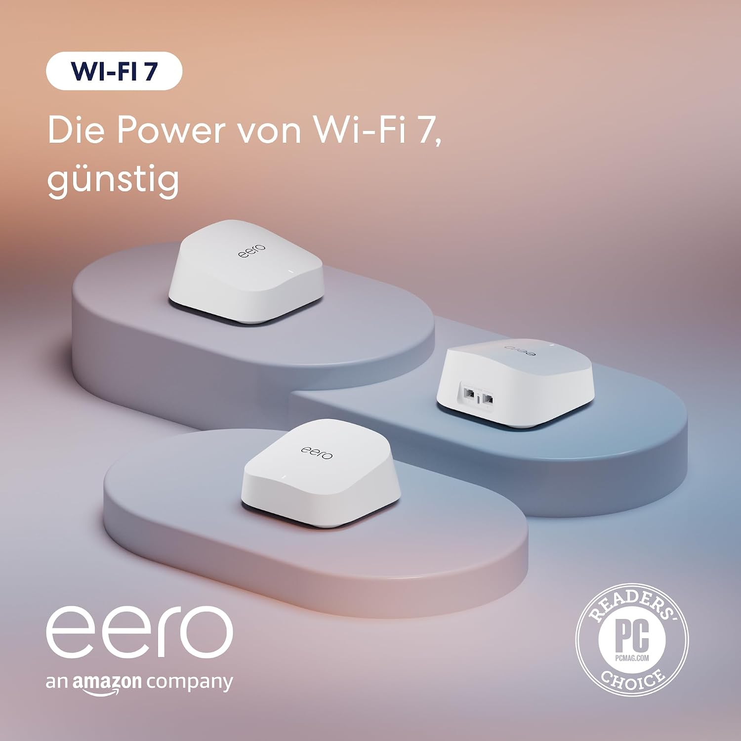 Thumbnail 6 de Amazon eero 7 Mesh-WLAN-Router (neueste Version) im Doppelpack – Wi‑Fi 7 bis zu 2,5 Gbit/s, Reichweite bis 380 m²
