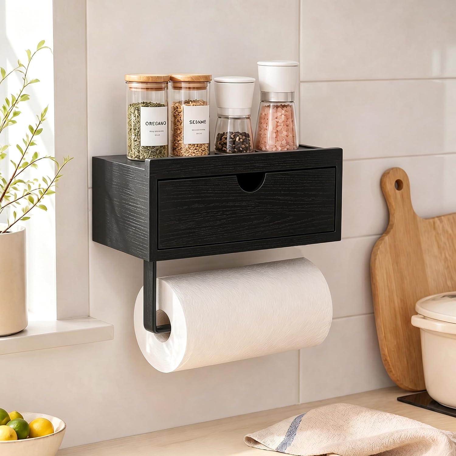 Detalle 2 de Zllzpzd 27ZMHJEU toiletpapierhouder met plank en opberglade in bamboe