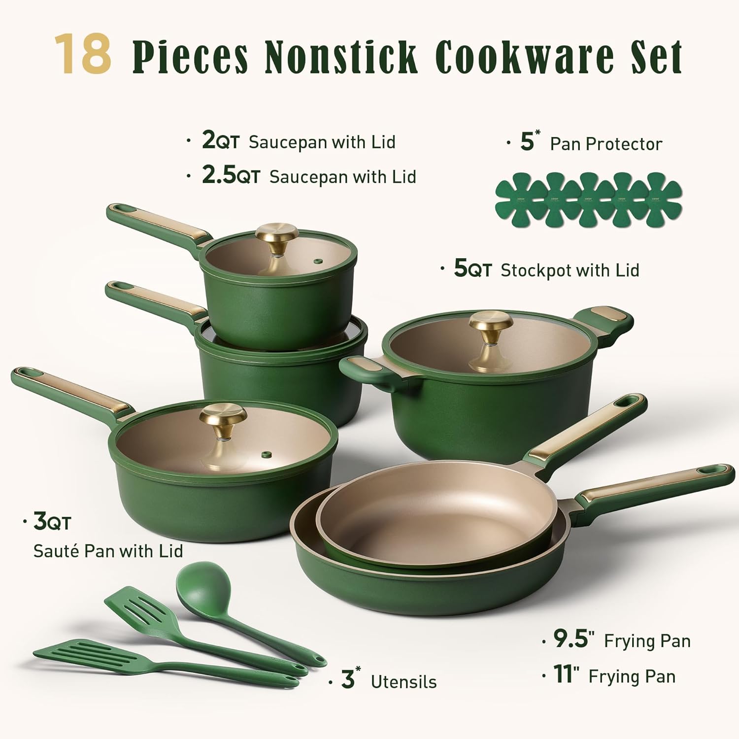 Thumbnail 1 de CAROTE 18-Piece Nonstick Pots and Pans Set with Stay Cool Handles (Induction Compatible)