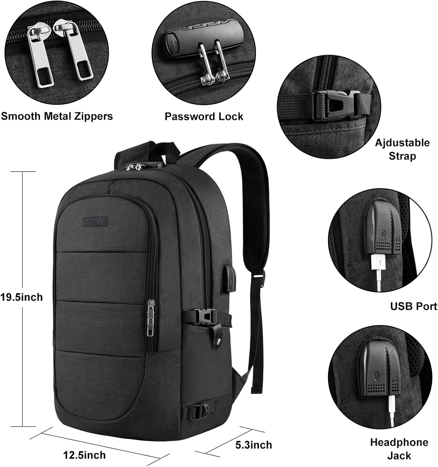 Detalle 2 de VSNOON Anti-Theft 17.3-inch Laptop Backpack