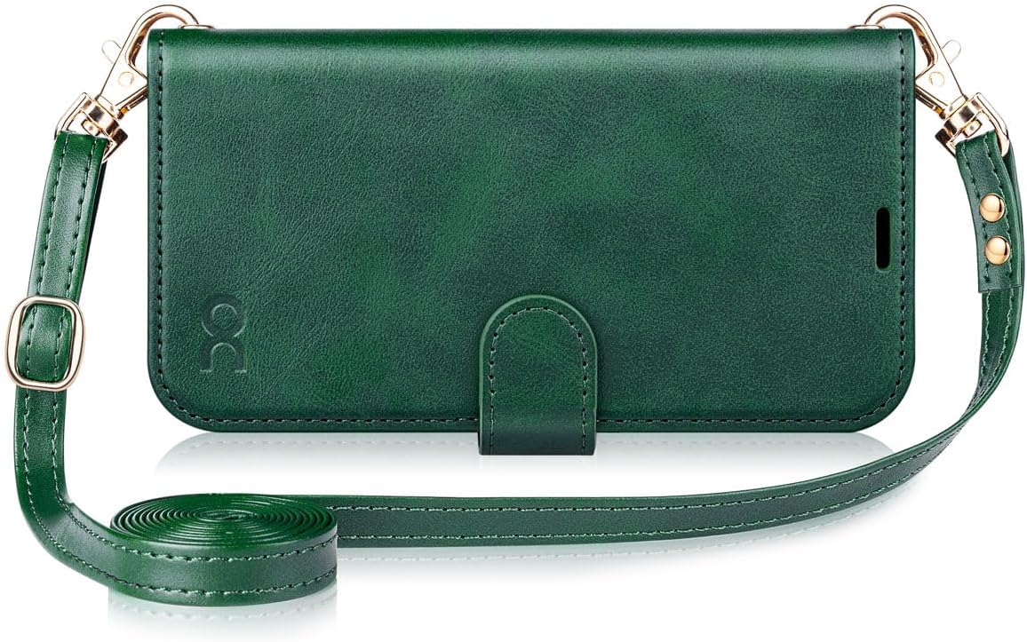 Detalle de OCASE Hülle für iPhone 16 Plus mit Handykette – Lederoptik, Crossbody-Design und RFID-Schutz