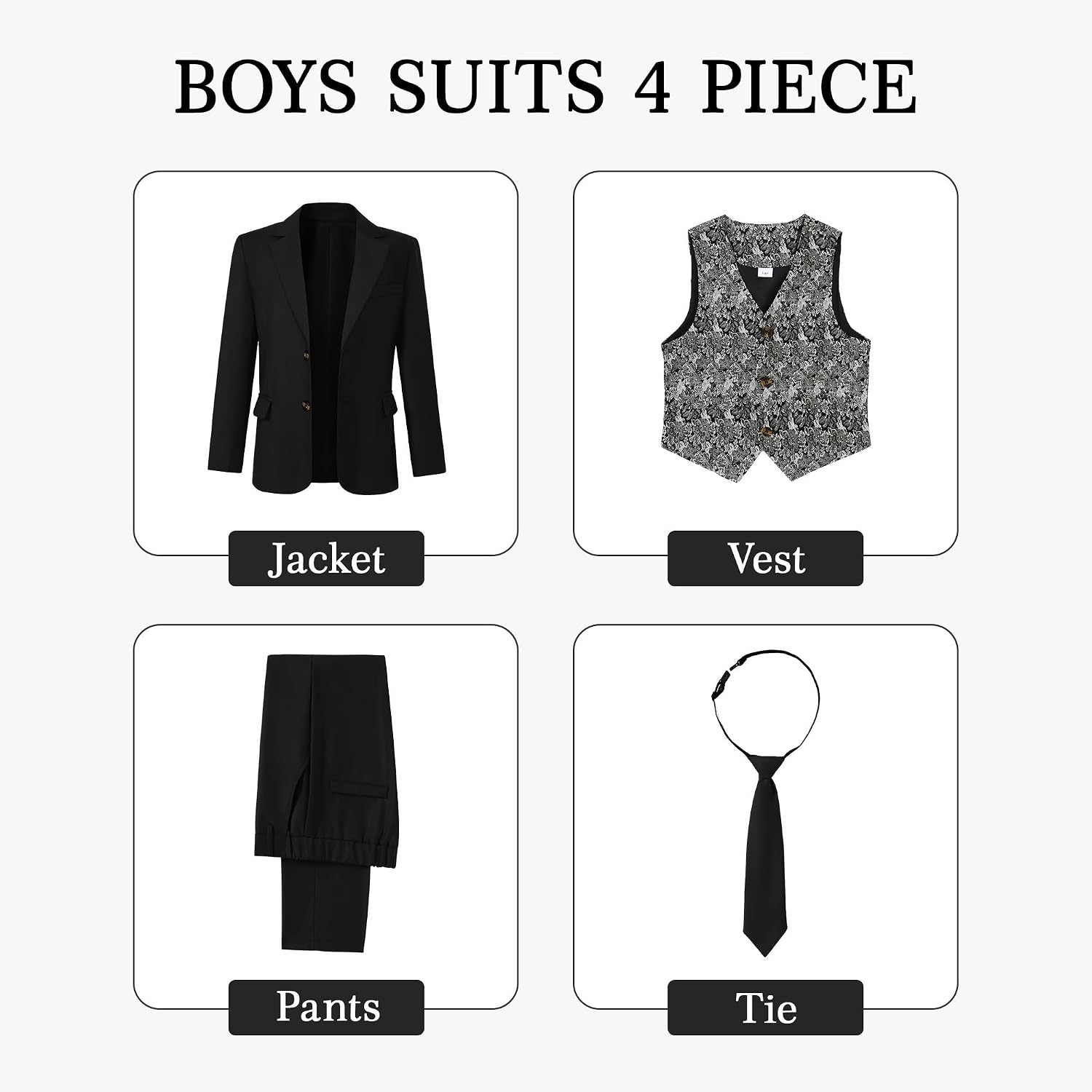 Thumbnail 4 de SANMIO Boys Suit 4 Piece Slim Fit 5-12