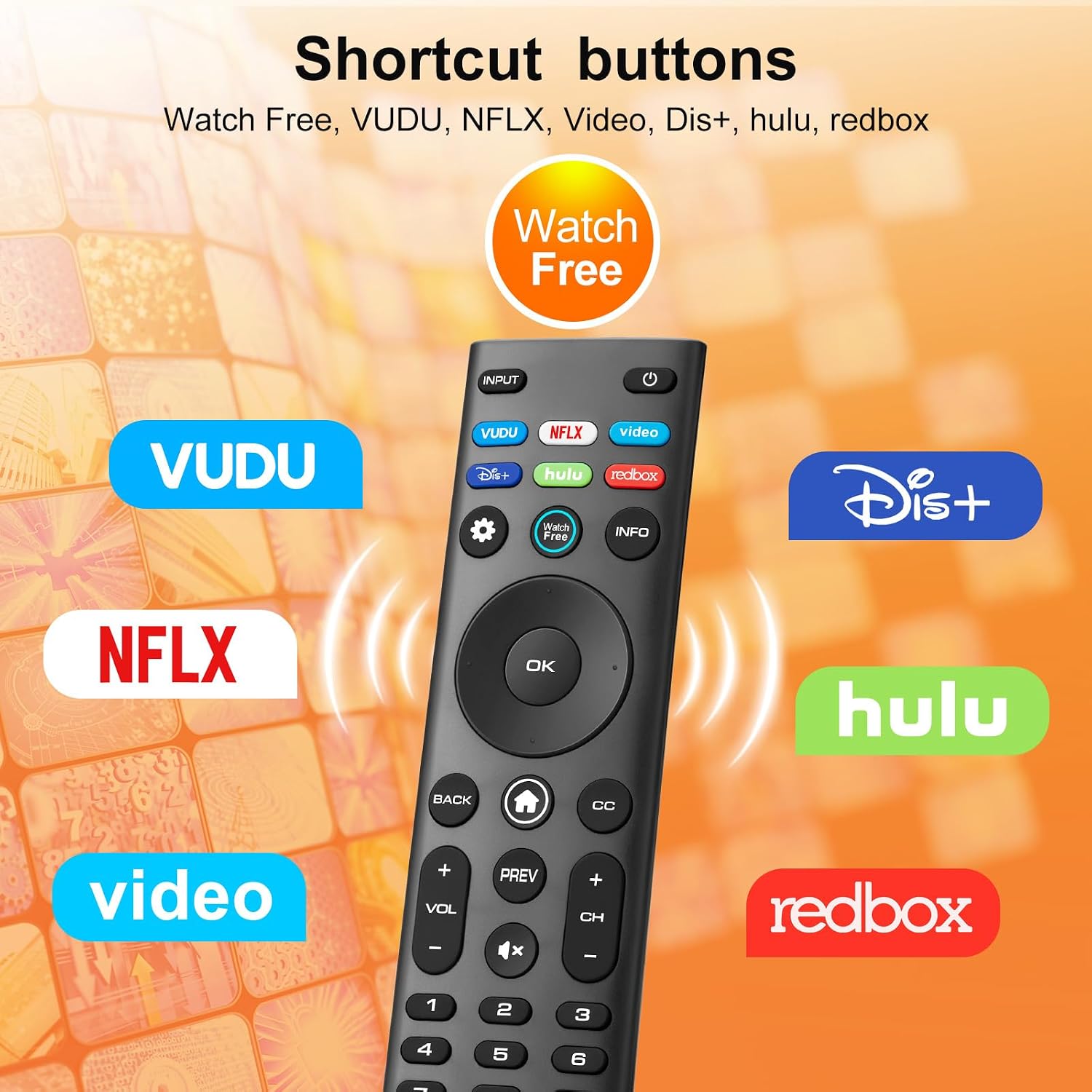 Detalle 2 de LOUTOC XRT140 Replacement Remote for VIZIO TVs with Infrared and 6 Shortcuts