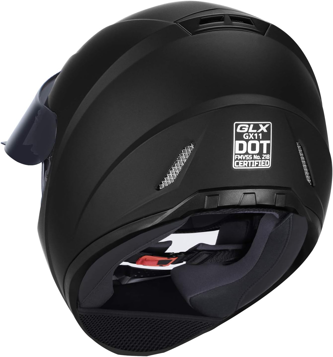 Thumbnail 2 de GLX GX11 Compact Motorcycle Helmet (Matte Black, Small) with Tinted Visor — DOT Approved Full-Face