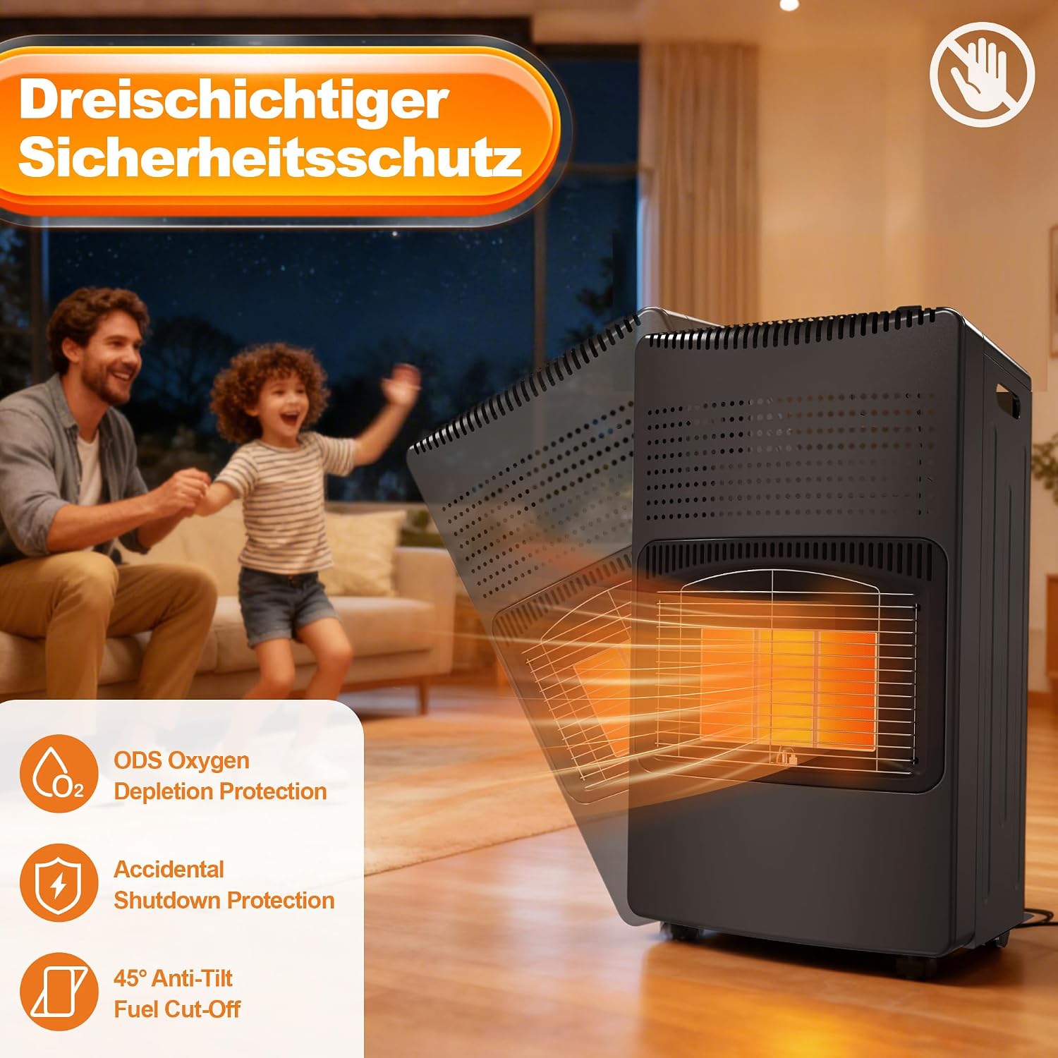 Thumbnail 4 de LZQ LQ-H002 keramische gaskachel, 4.200 W, 3 standen, piëzo en ODS