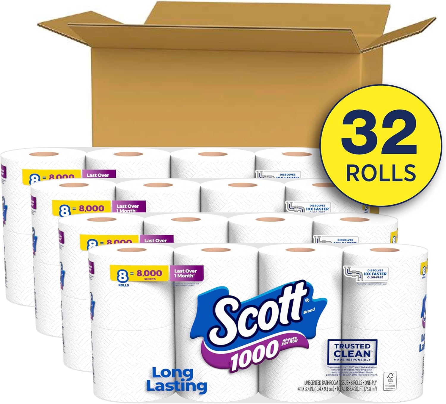 Thumbnail 1 de Scott 1000 1-Ply Trusted Clean, 32 Rolls