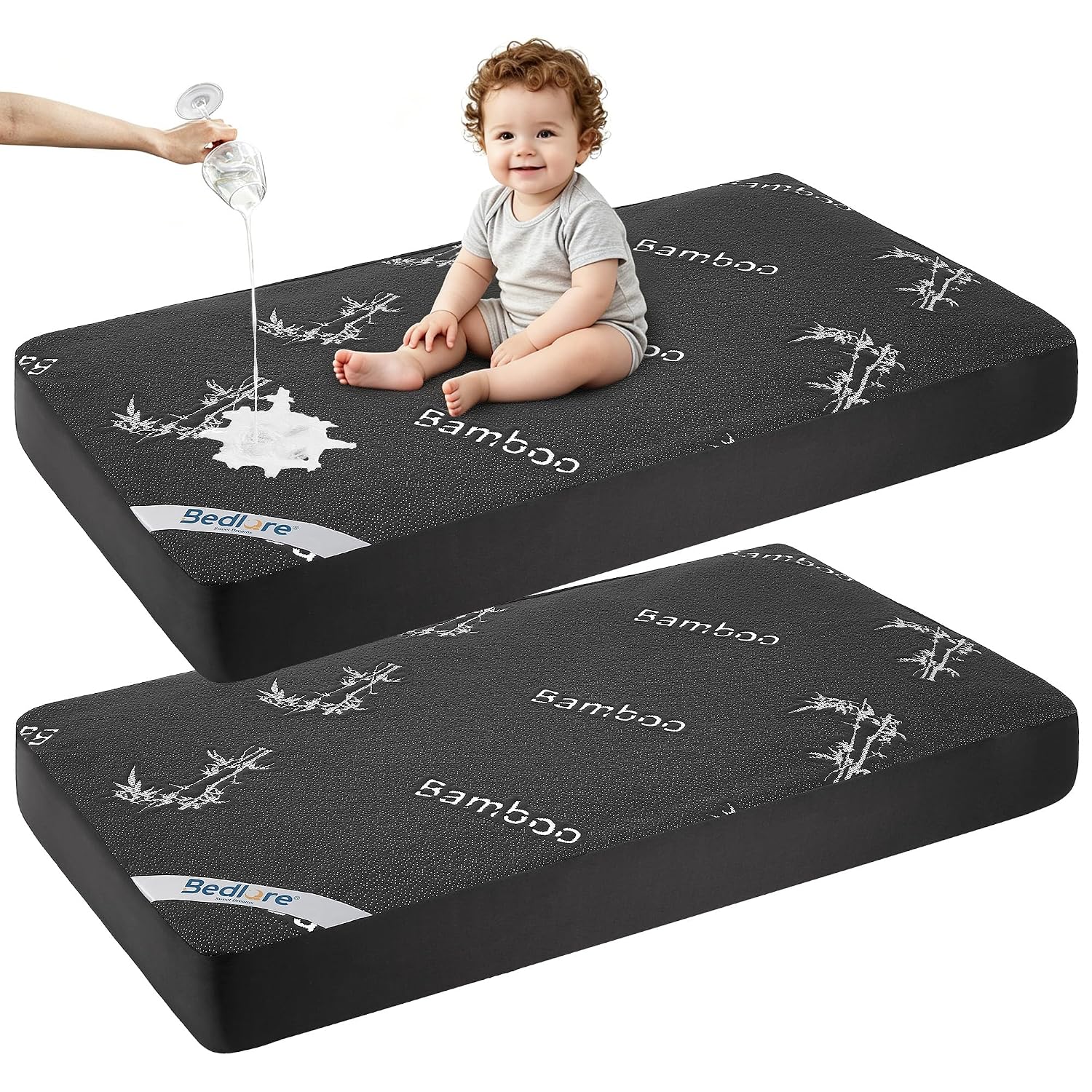 Detalle de BEDLORE Crib Mattress Protector, 2-Pack