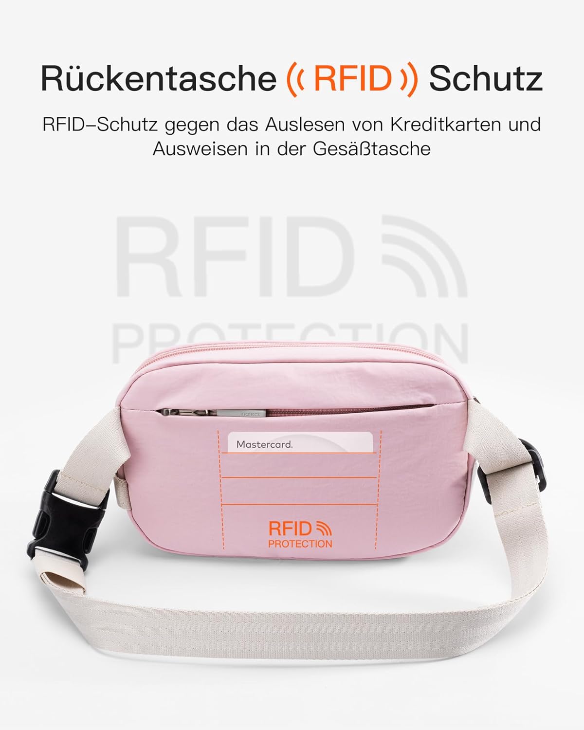 Thumbnail 5 de Inateck Sling Bag X-Mini (1,5 Liter) – Bauchtasche/Gürteltasche mit RFID-Schutz, rosa