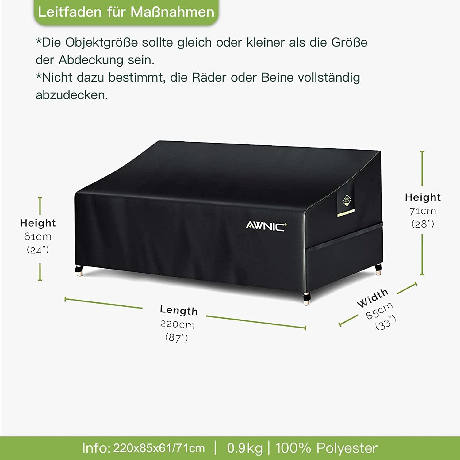 Detalle 2 de AWNIC S220-3D tuinbankhoes voor 3-zits loungebank, waterdicht en uv-bestendig