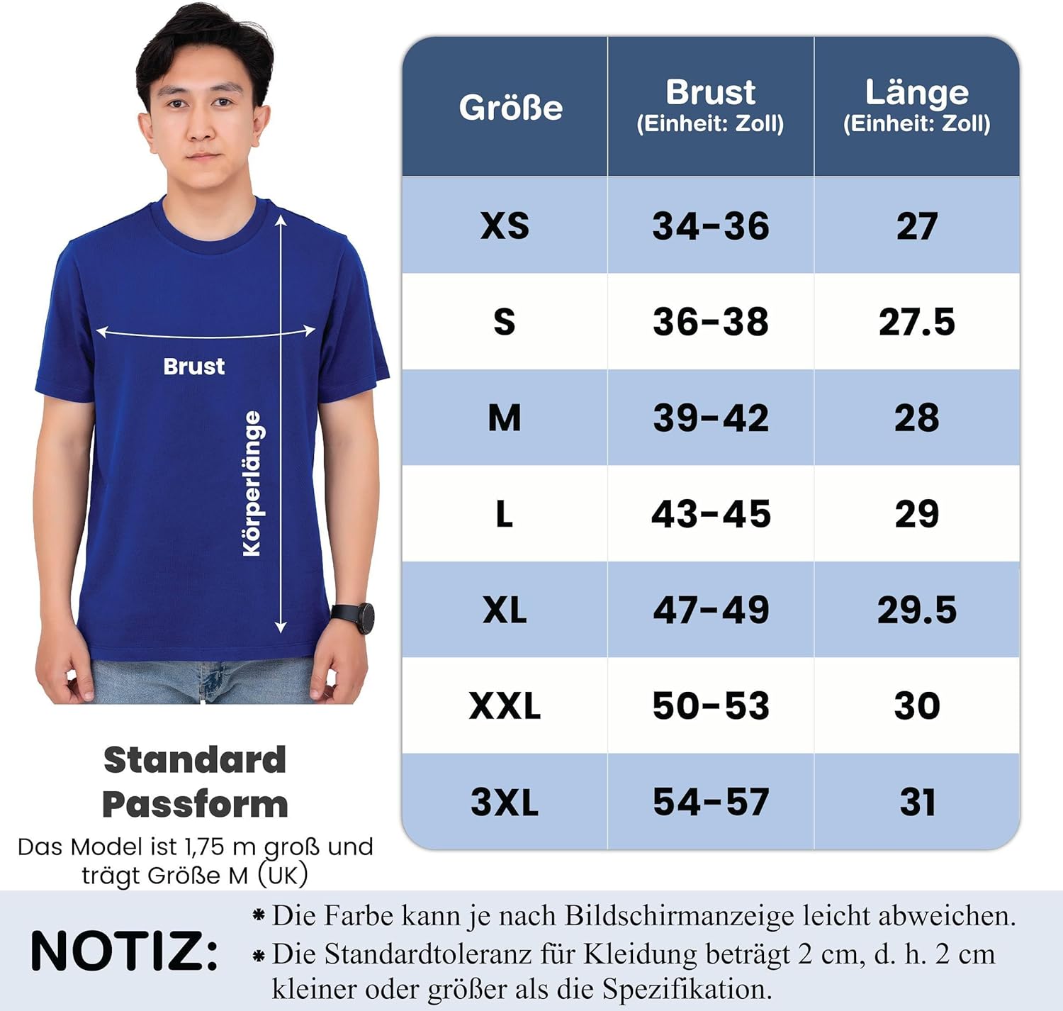 Thumbnail 5 de 6er Pack Herren T-Shirts aus 100% Baumwolle – Rundhals, vorgeshrumpft und strapazierfähig