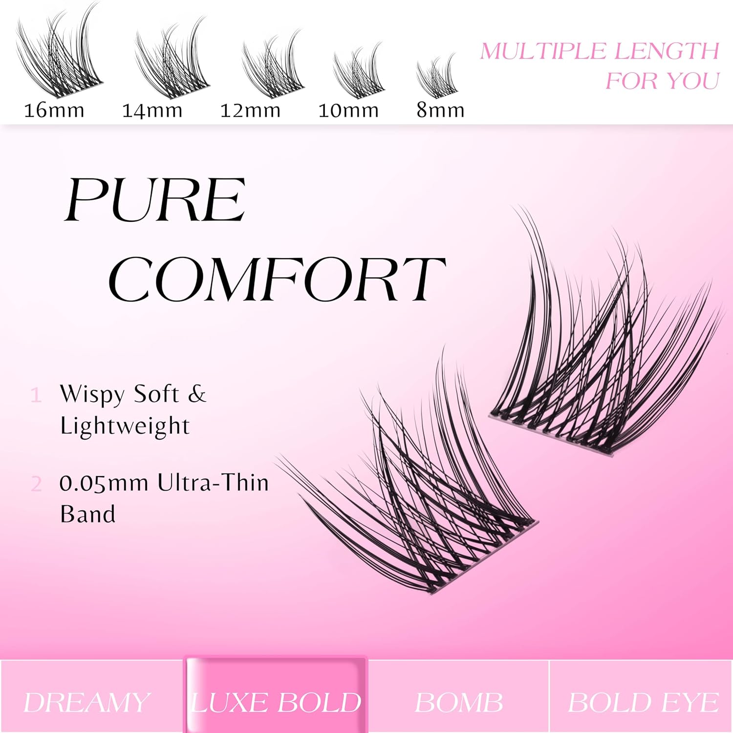 Detalle 2 de VEYESBEAUTY LuxeBold 8-16mm Mixed Lash Clusters