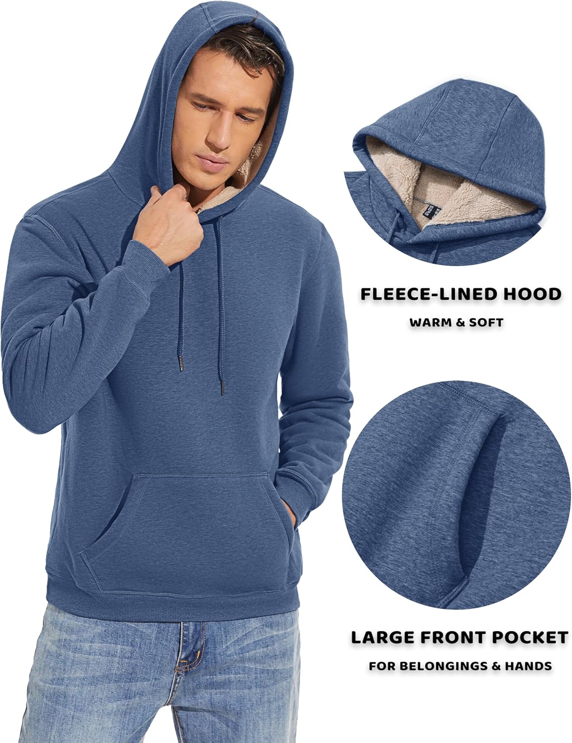 Thumbnail 4 de KEFITEVD Hoodie Herren Dicke Sherpa Fleece Winter