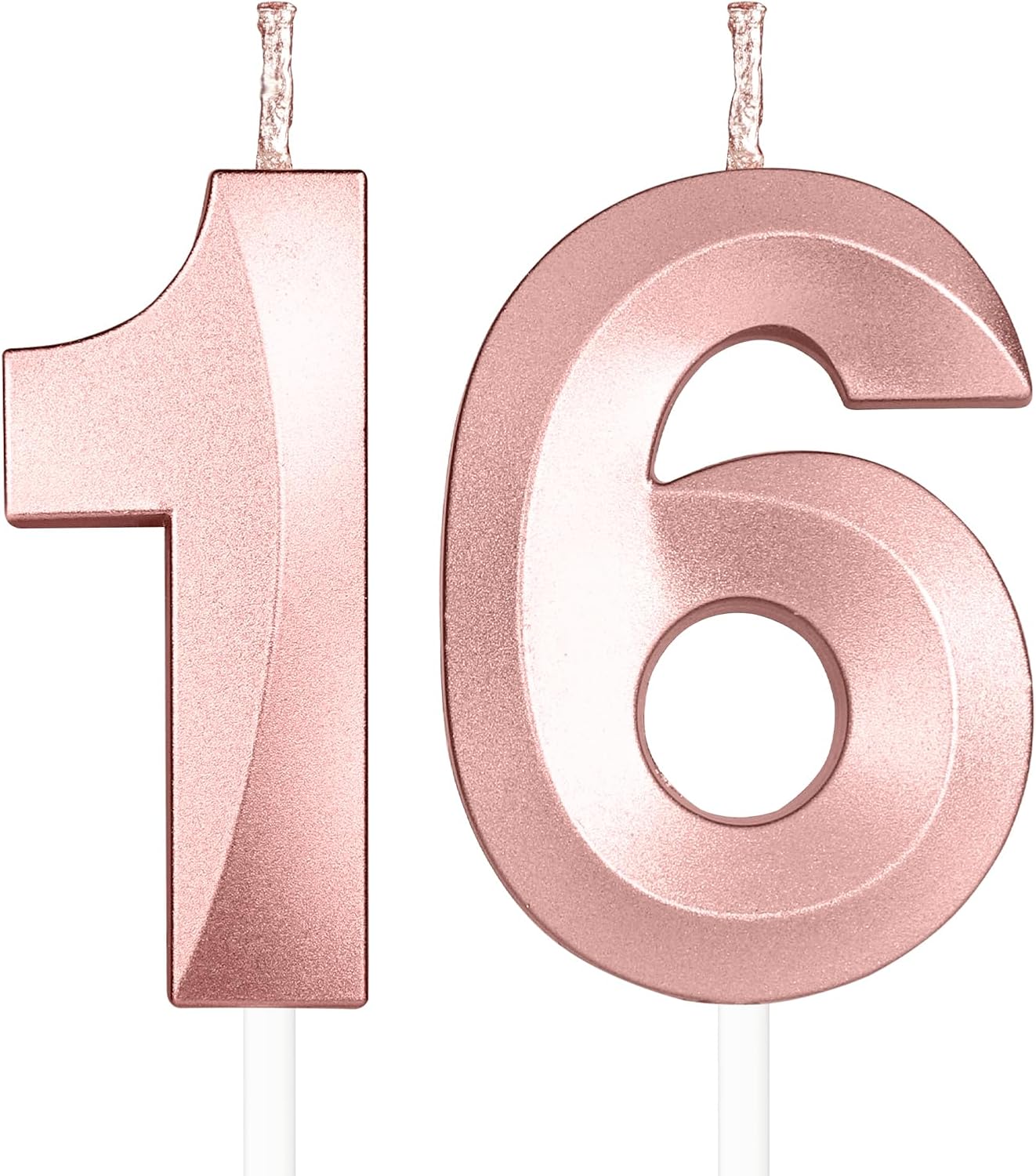Yiran 3D Roségold Geburtstagskerzen „1“ und „6“ (Zahlen 16) für Kuchendeko